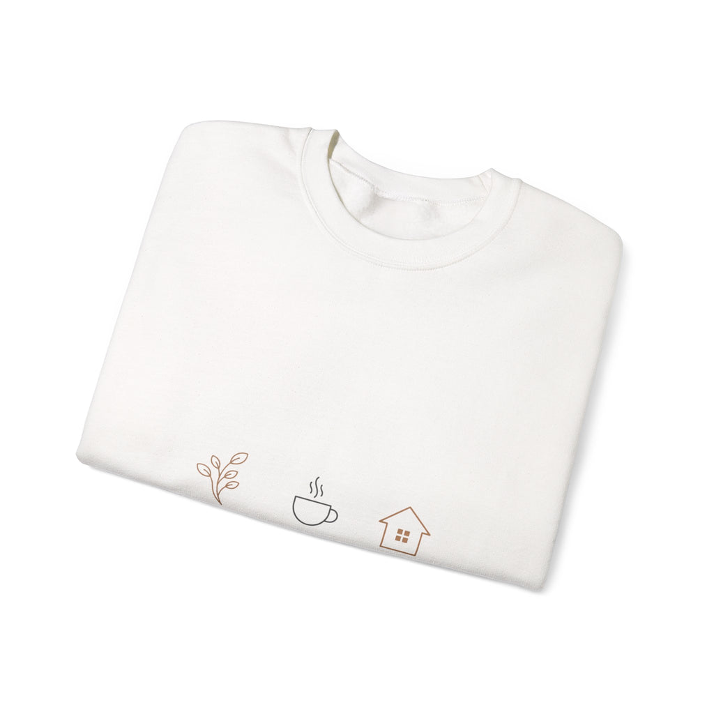 Plant Coffee Home sweatshirt | minimal one-line art, scandi line icon