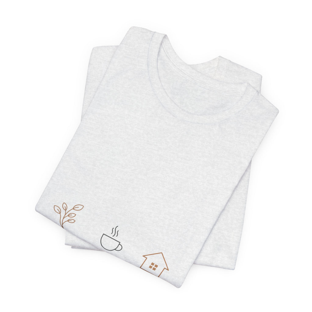 Plant Coffee Home minimal one-line art T-Shirt | single continuous line illustration, Scandi line art