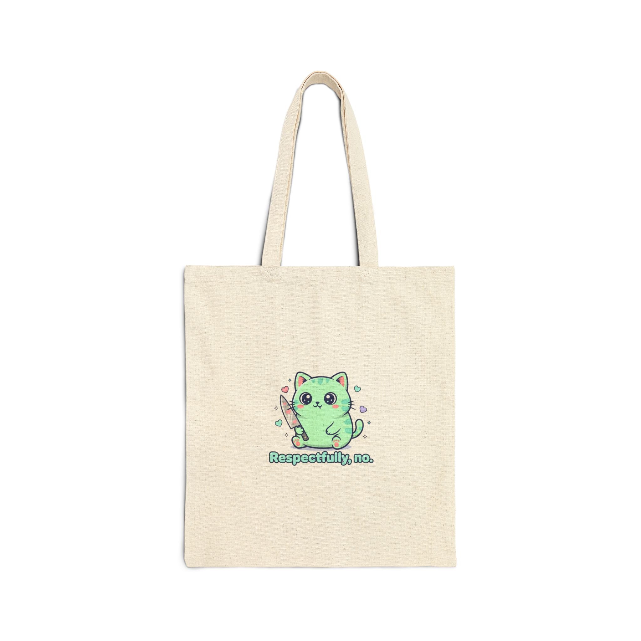 Respectfully No Tote | kawaii threat, pastel soft-grunge canvas