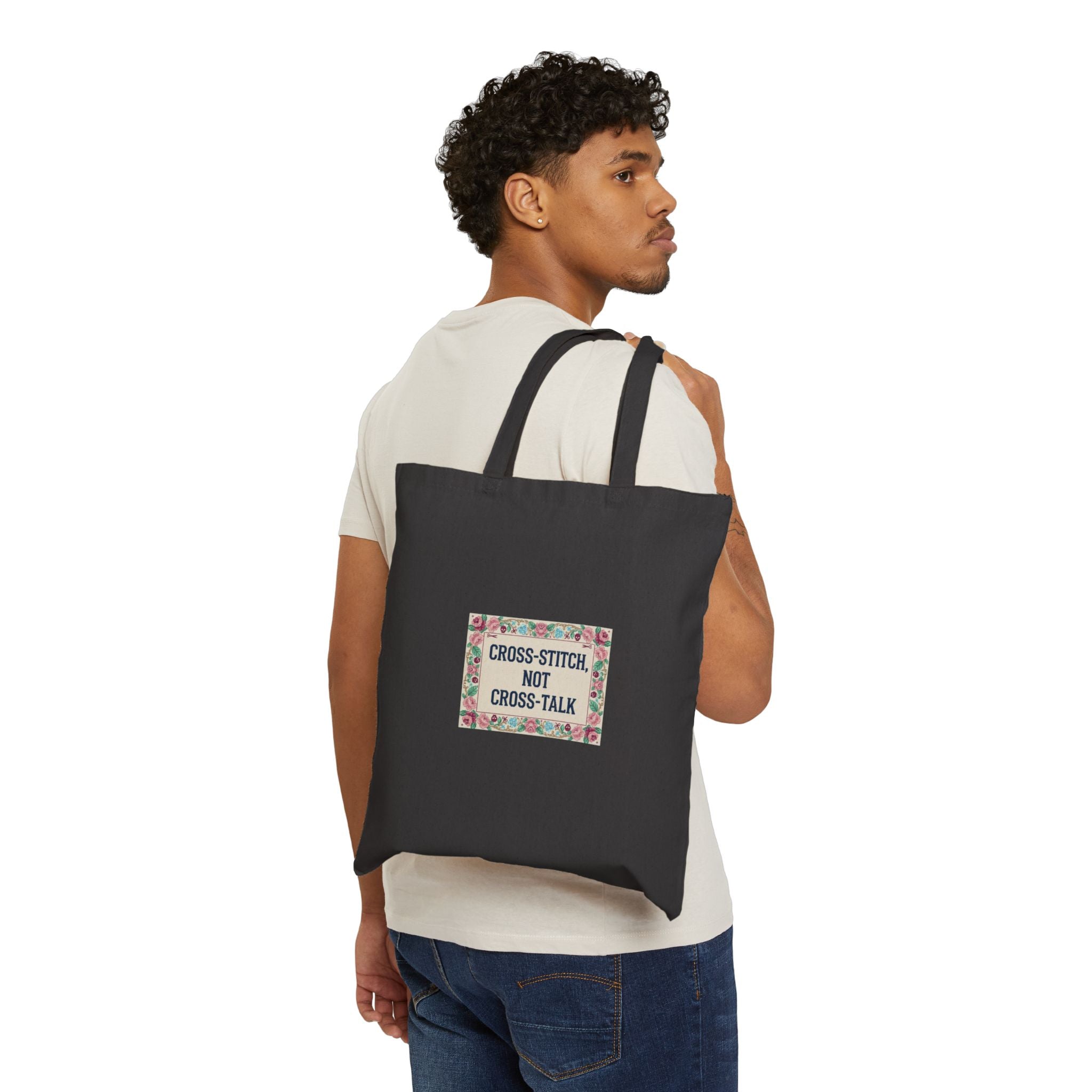 Cross-Stitch Not Cross-Talk Tote | ironic embroidery, grandma chic