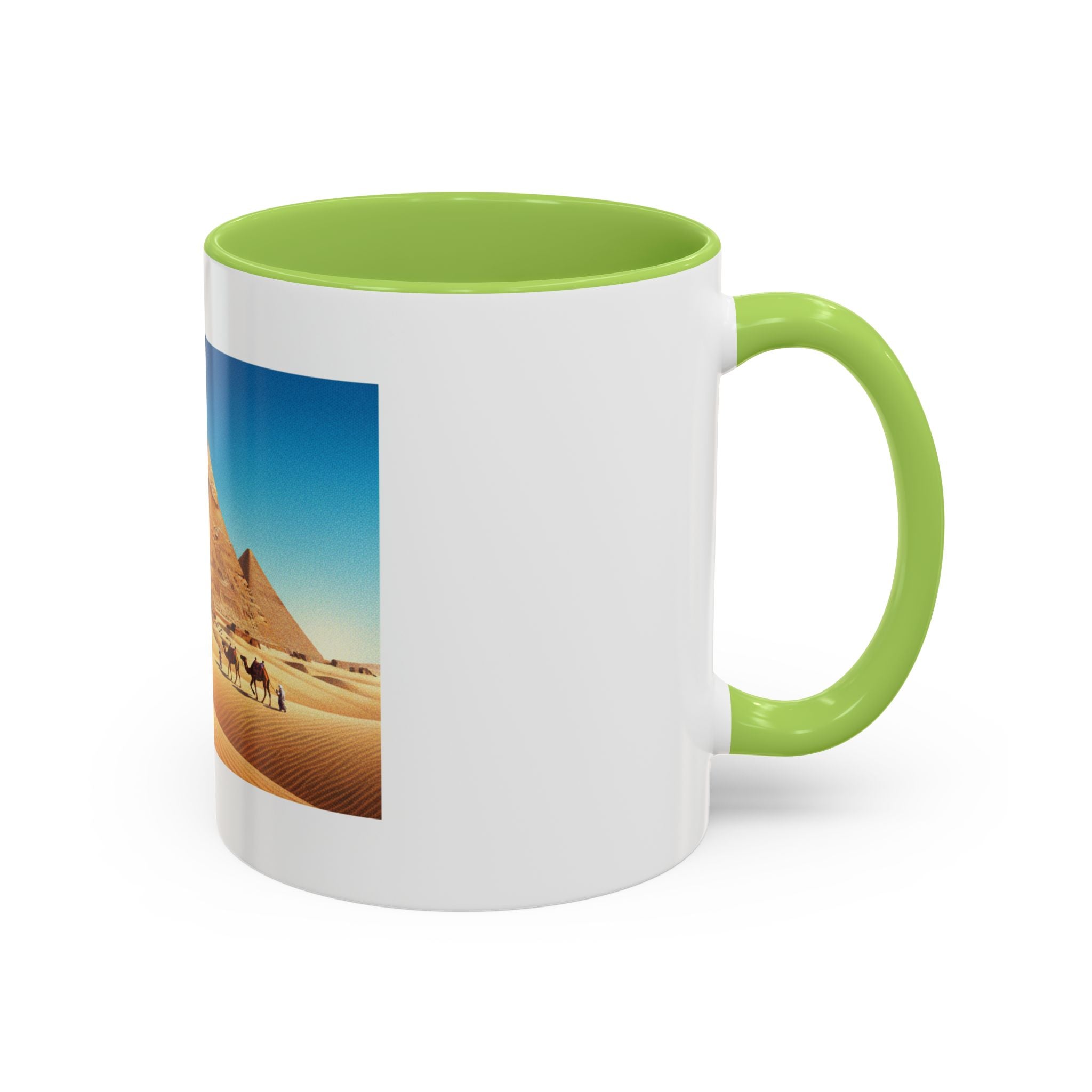 Egypt Pyramids Accent Coffee Mug — Desert Camel Travel Scene (11/15oz)
