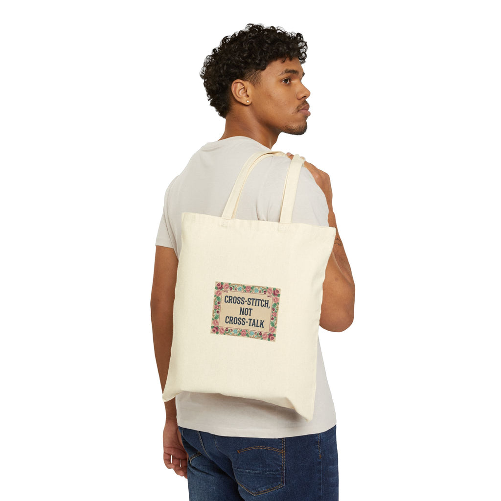 Cross-Stitch Not Cross-Talk Tote | ironic embroidery, grandma chic