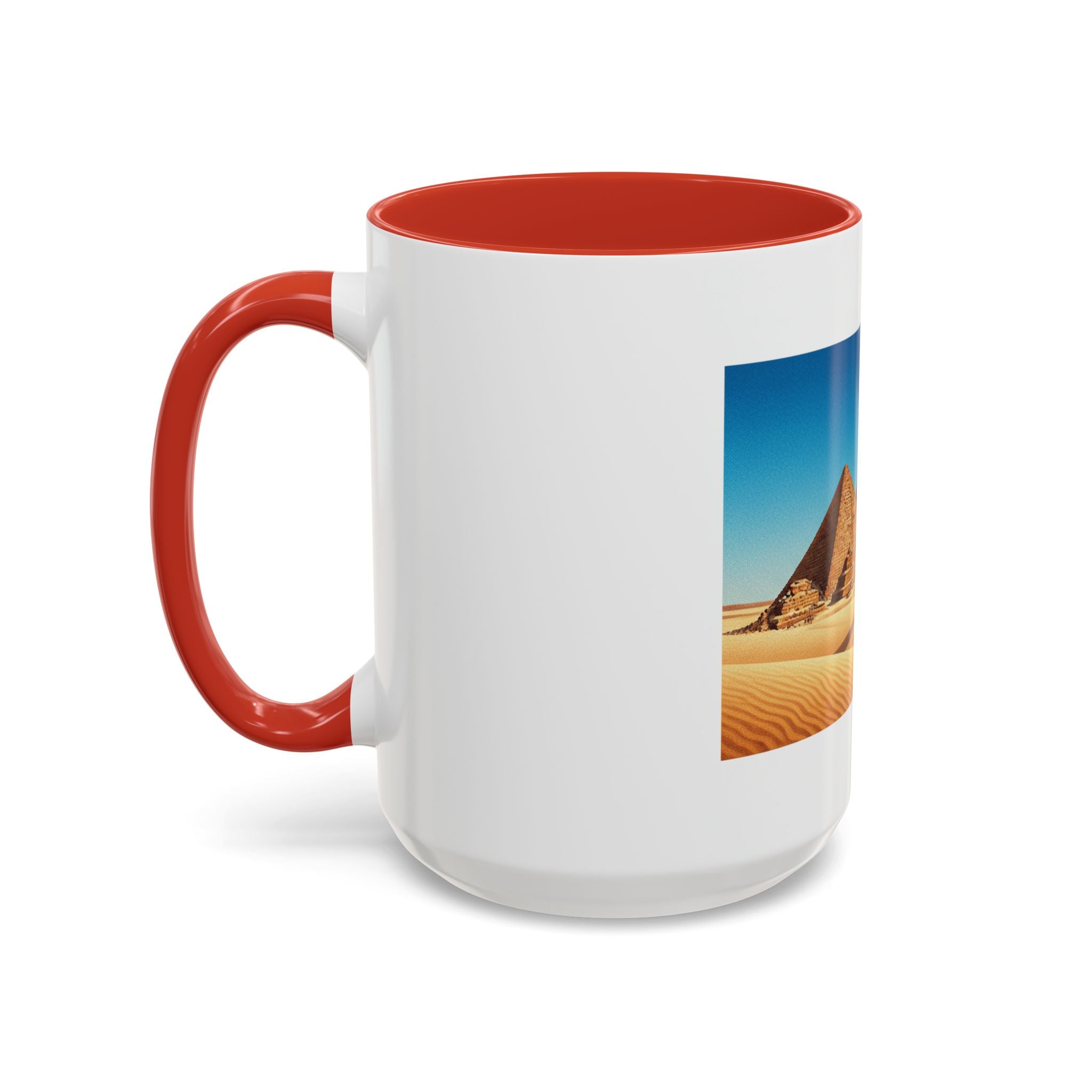 Egypt Pyramids Accent Coffee Mug — Desert Camel Travel Scene (11/15oz)