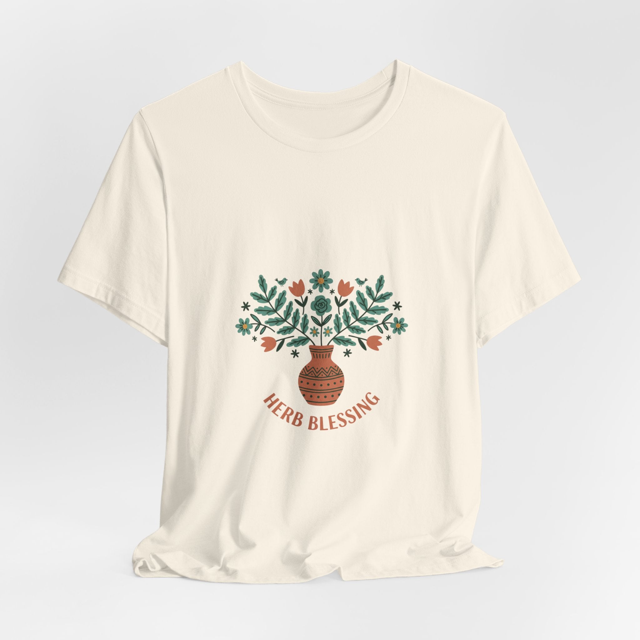 Herb Blessing Tee | Hand-Drawn Folk Botanical, embroidery style design