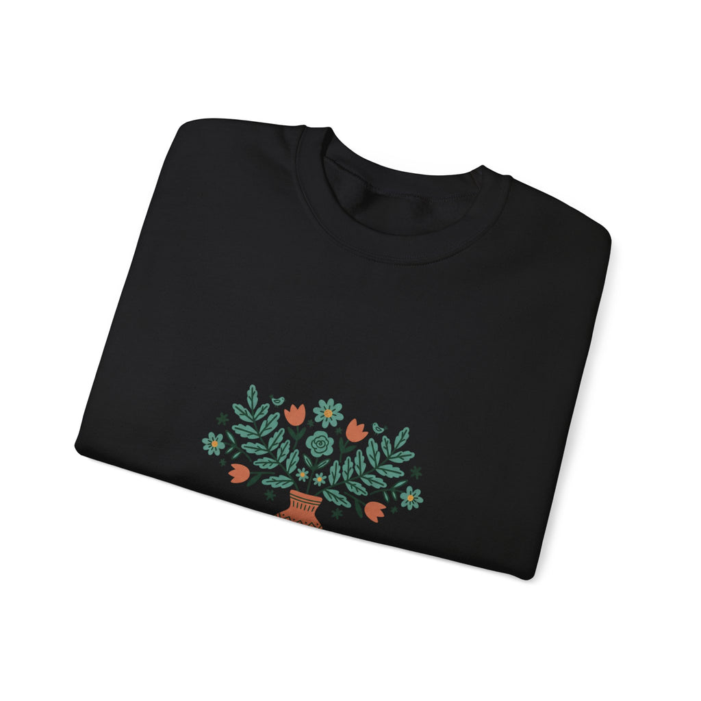 Herb Blessings Sweatshirt | Hand-Drawn Folk Botanical, embroidery style design