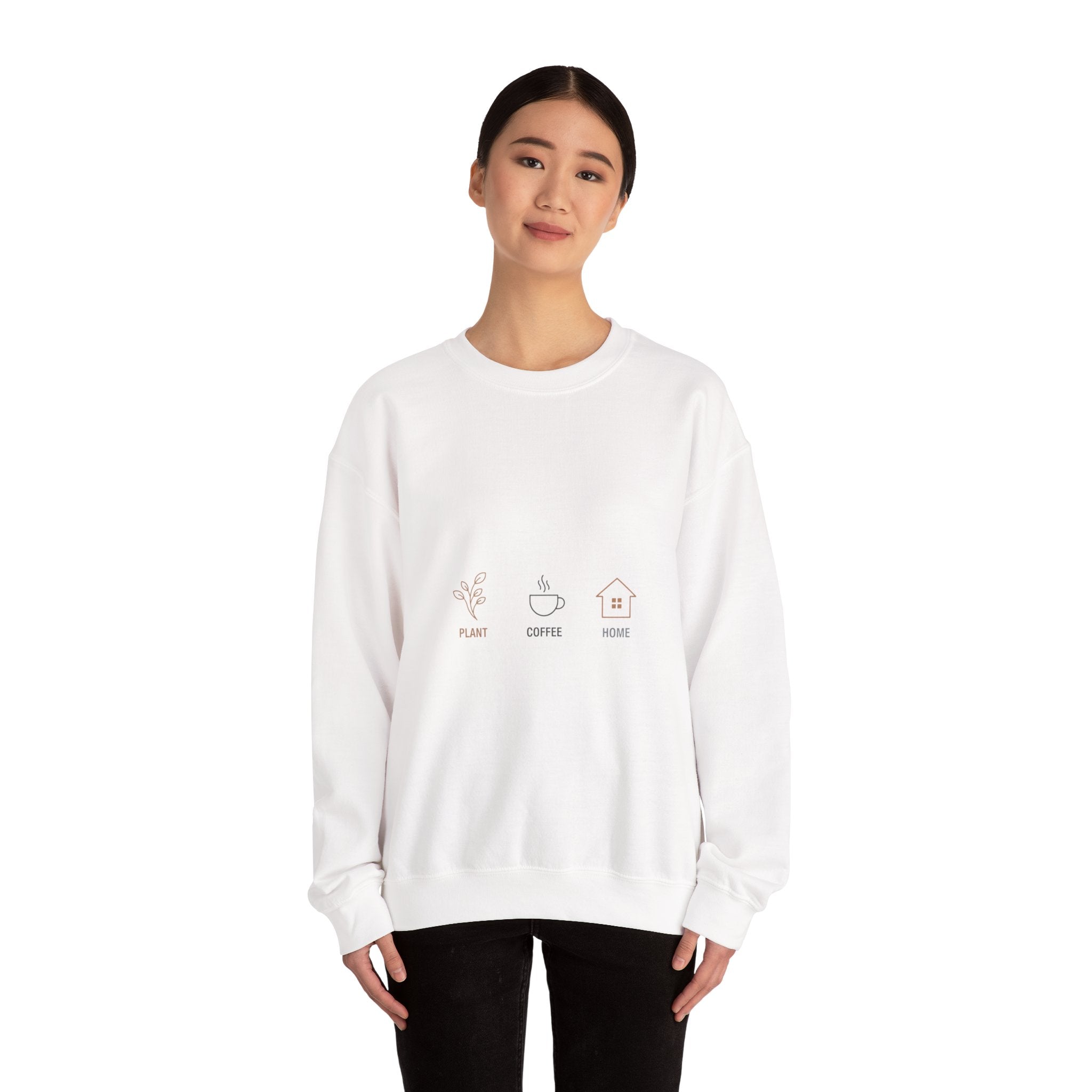 Plant Coffee Home sweatshirt | minimal one-line art, scandi line icon