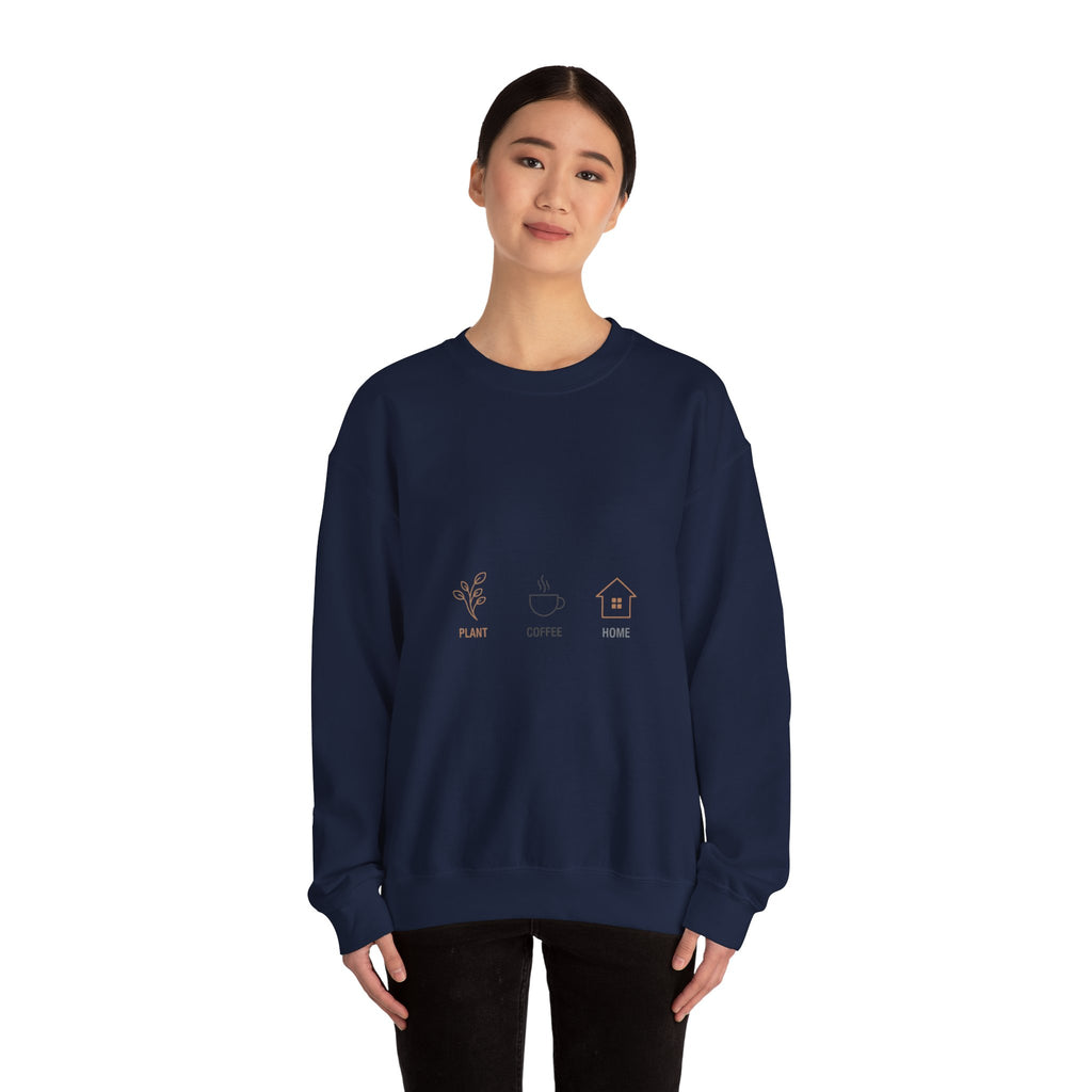 Plant Coffee Home sweatshirt | minimal one-line art, scandi line icon