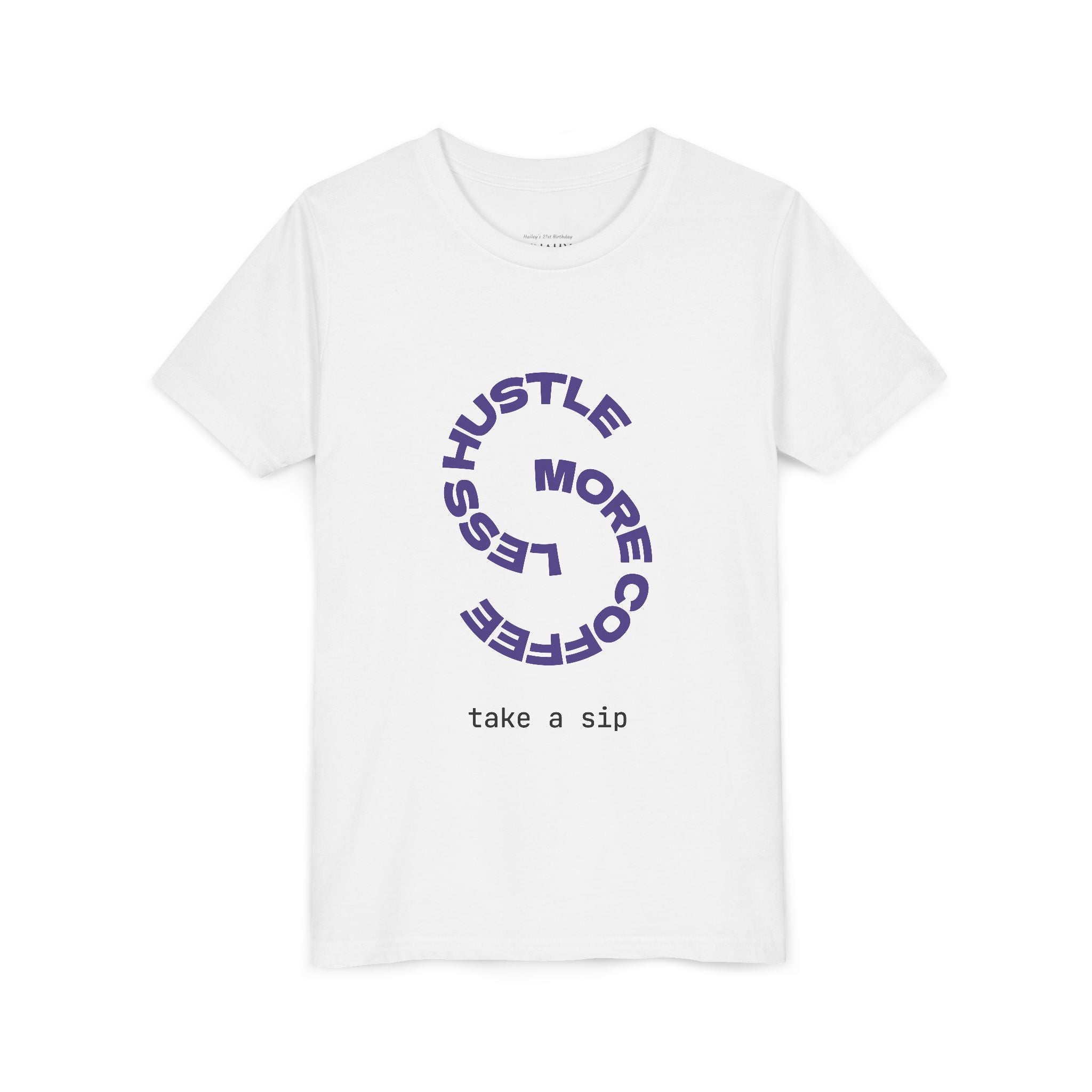 Progress Over Perfection Youth Tee | Less Hustle More Coffee design