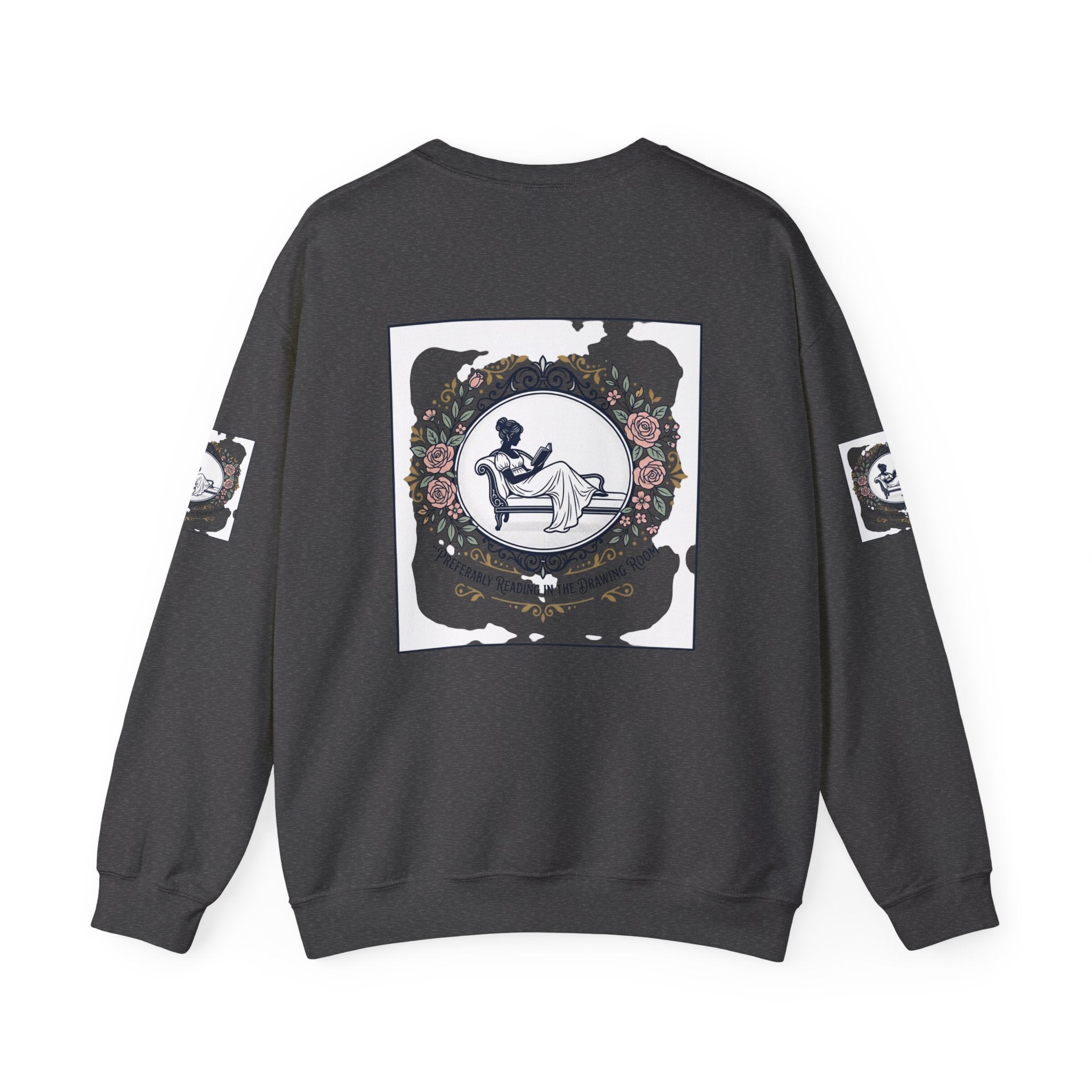 Bluza Damska z Nadrukiem | Czytająca Kobieta | Vintage Kwiatowy Medalion