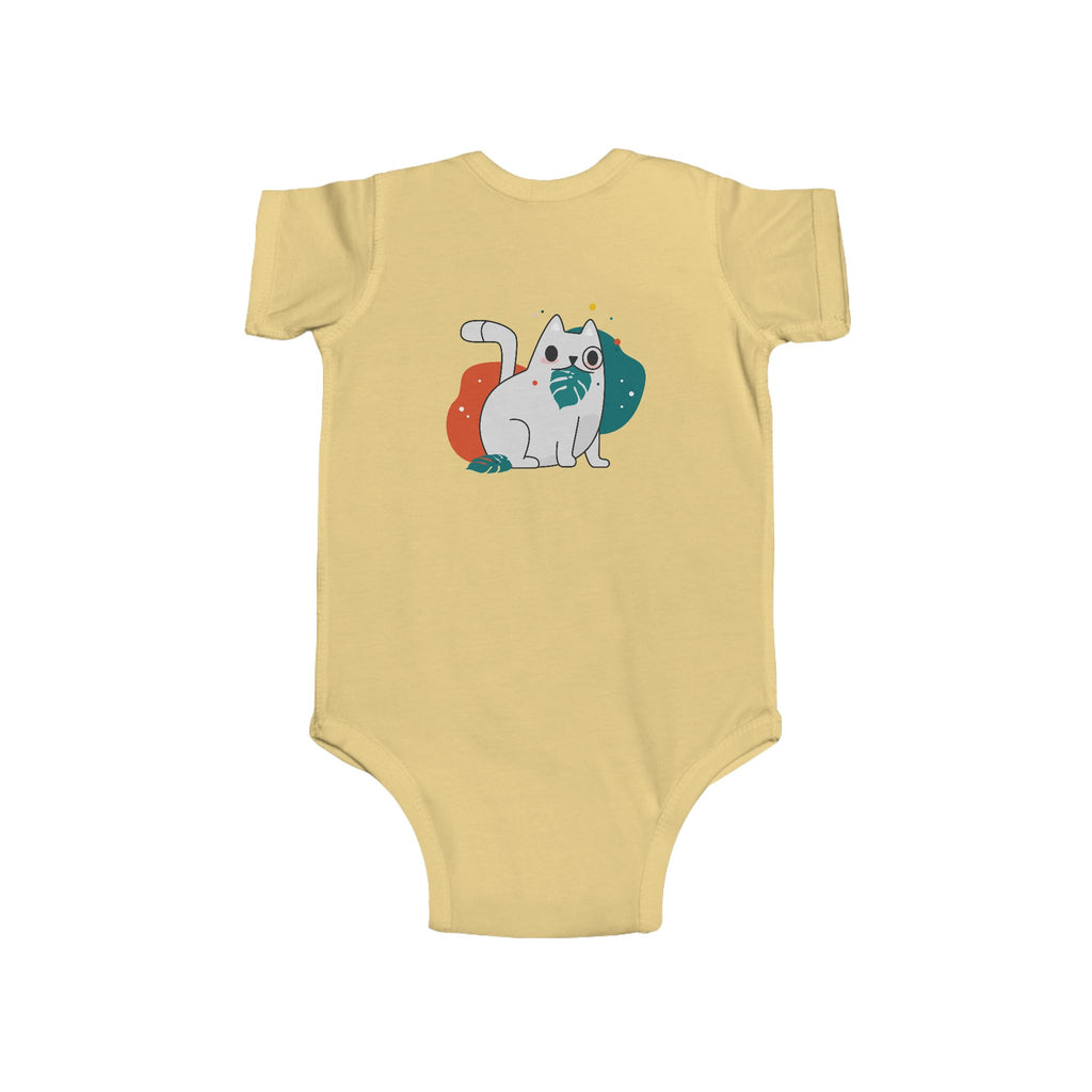 Cute Animal Baby Bodysuit — Playful Birds & Cat Infant Onesie