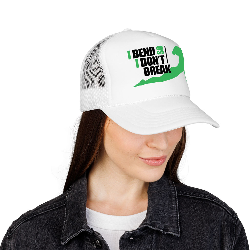 Bend Don’t Break Foam Trucker Hat – Yoga Stretch Mesh Cap