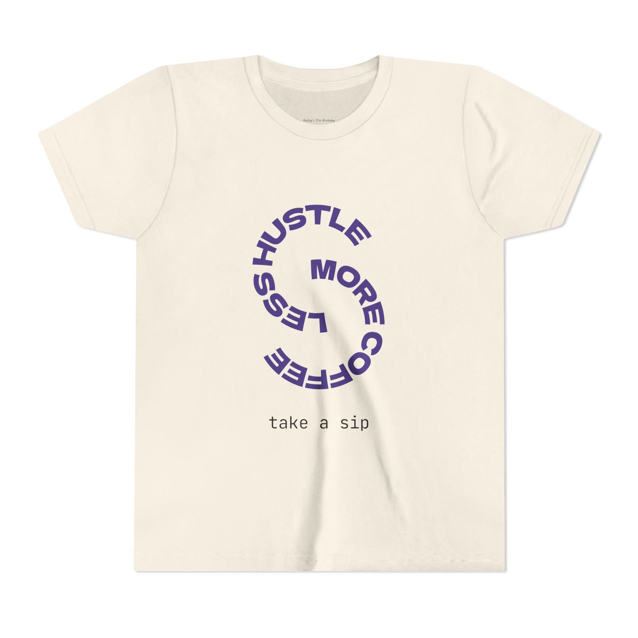 Progress Over Perfection Youth Tee | Less Hustle More Coffee design