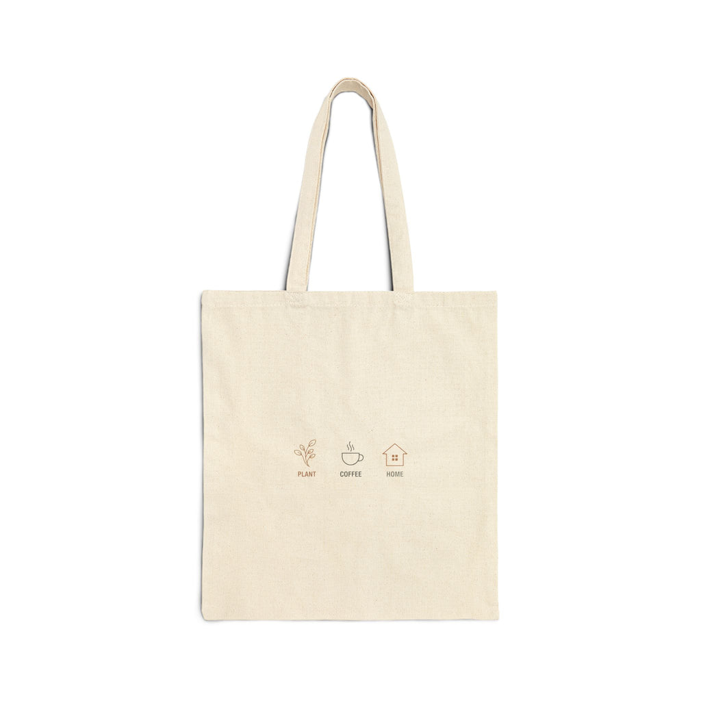 One Line Plant & Coffee Icons Tote, minimal line art, single continuous line illustration