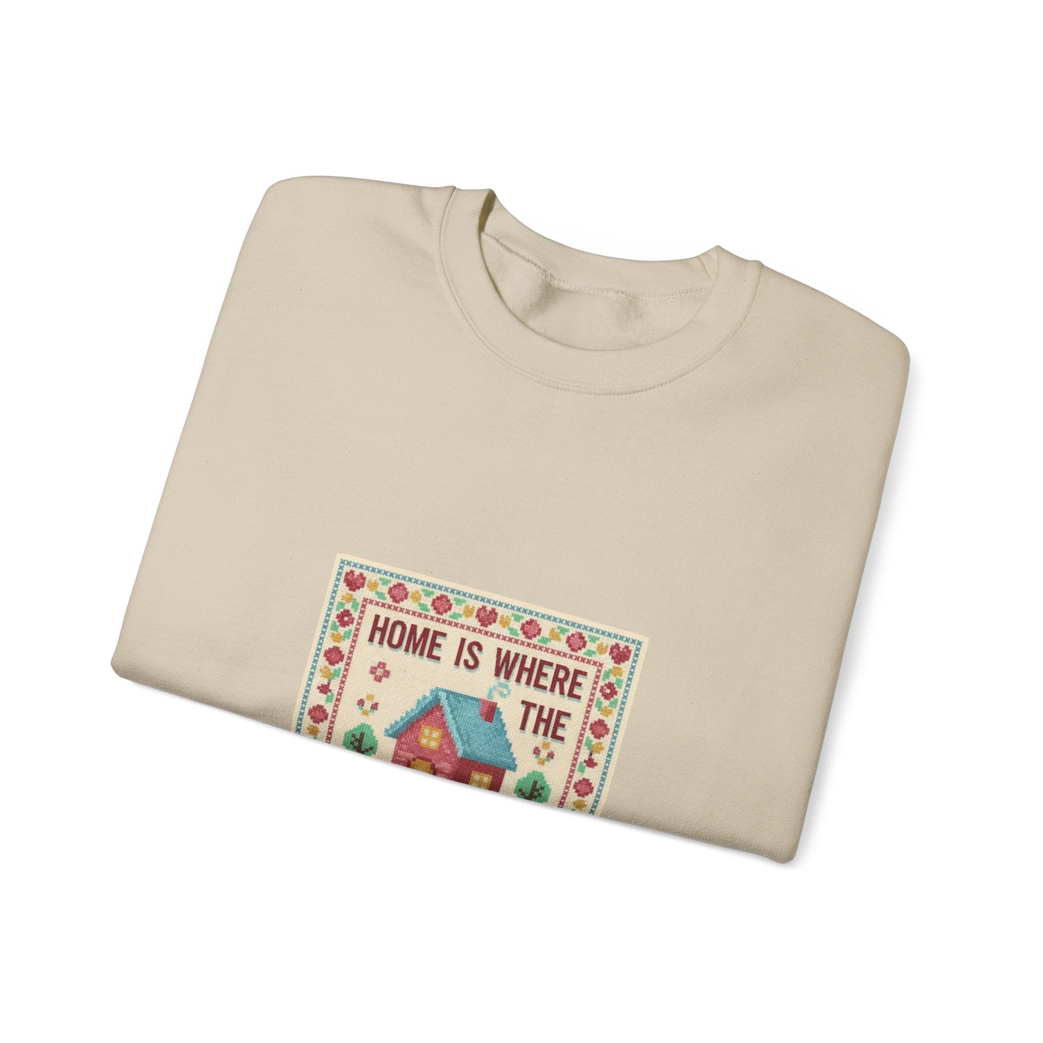 Home Is Where The People Aren't Sweatshirt | ironic embroidery, grandma chic