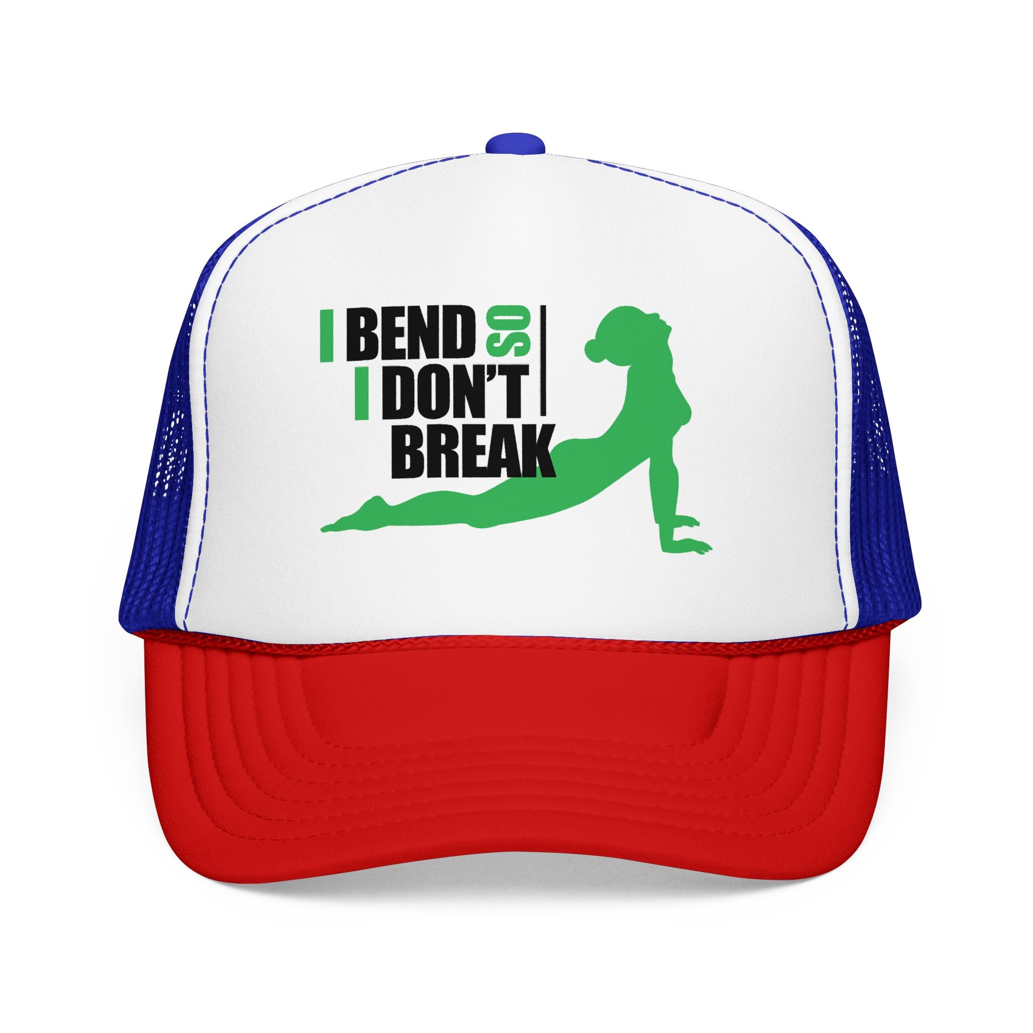Bend Don’t Break Foam Trucker Hat – Yoga Stretch Mesh Cap