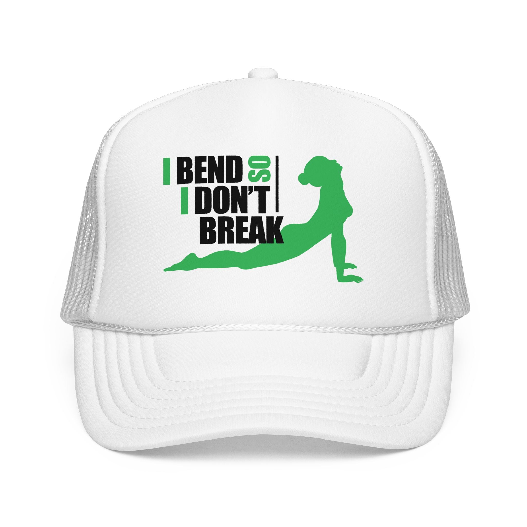 Bend Don’t Break Foam Trucker Hat – Yoga Stretch Mesh Cap