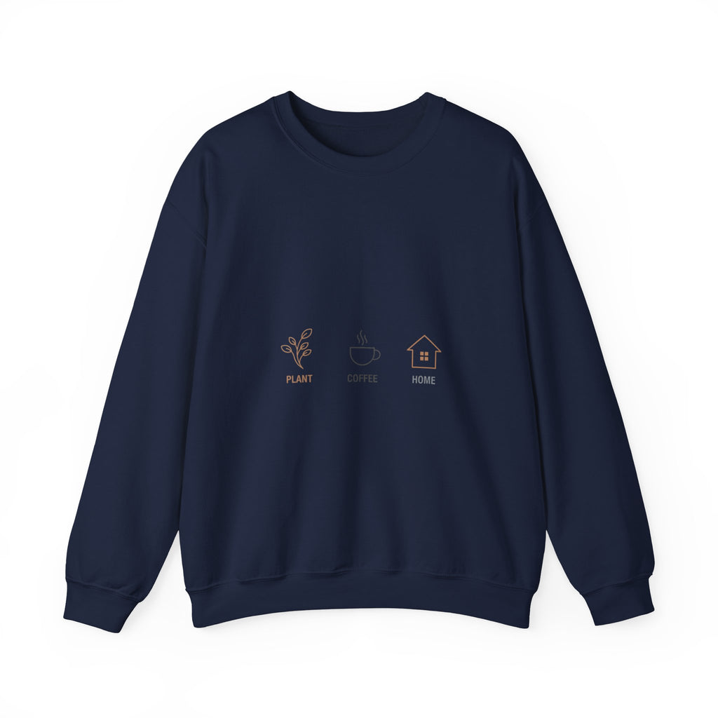 Plant Coffee Home sweatshirt | minimal one-line art, scandi line icon