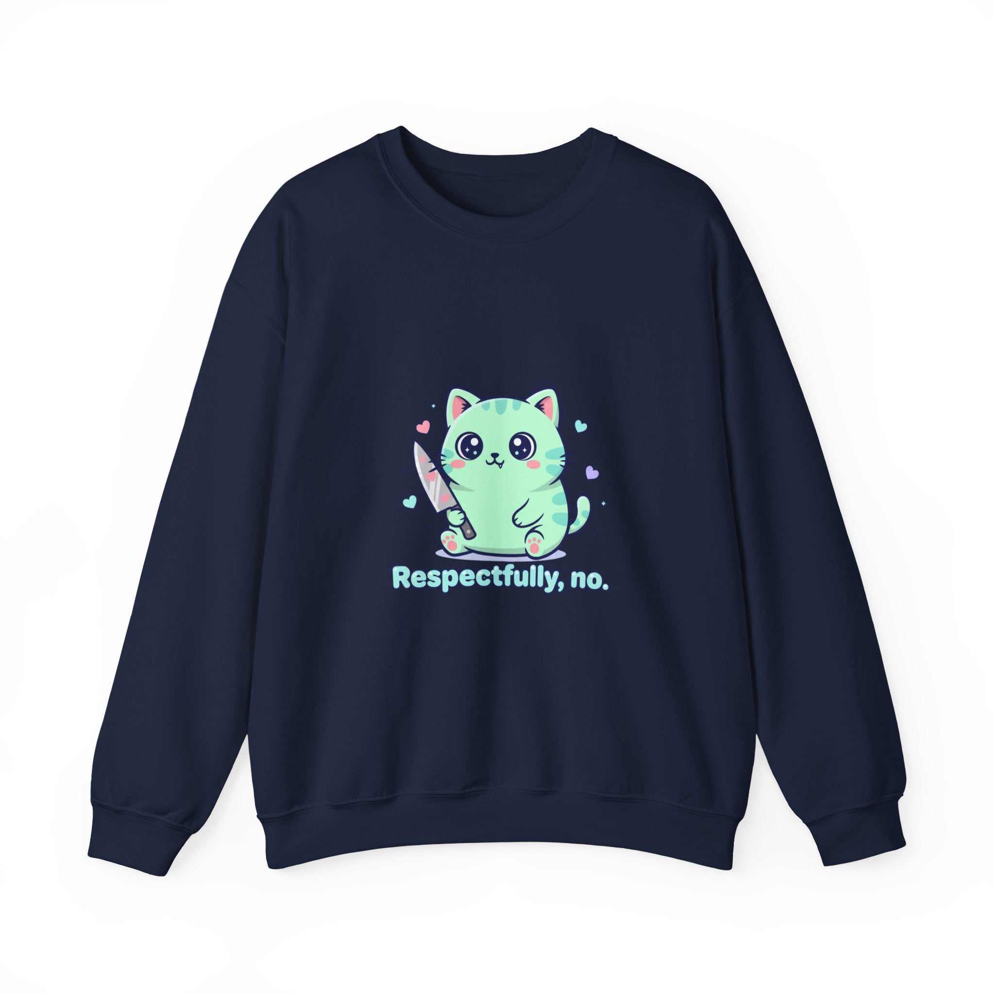 Respectfully No Cat sweatshirt | kawaii threat, pastel cute menacing