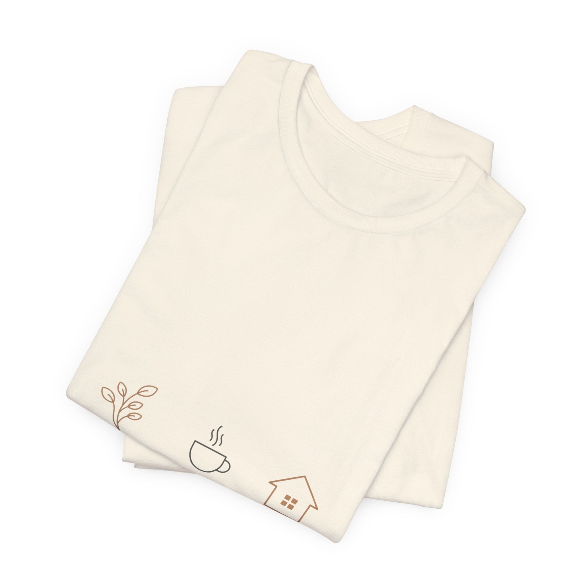 Plant Coffee Home minimal one-line art T-Shirt | single continuous line illustration, Scandi line art