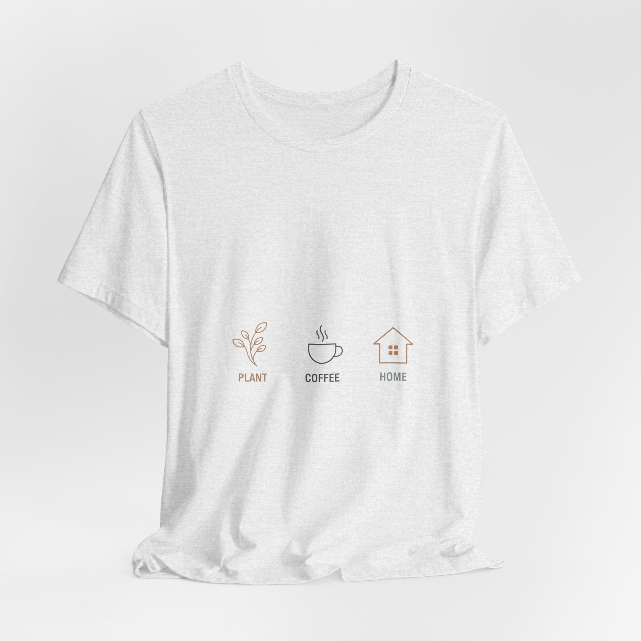Plant Coffee Home minimal one-line art T-Shirt | single continuous line illustration, Scandi line art