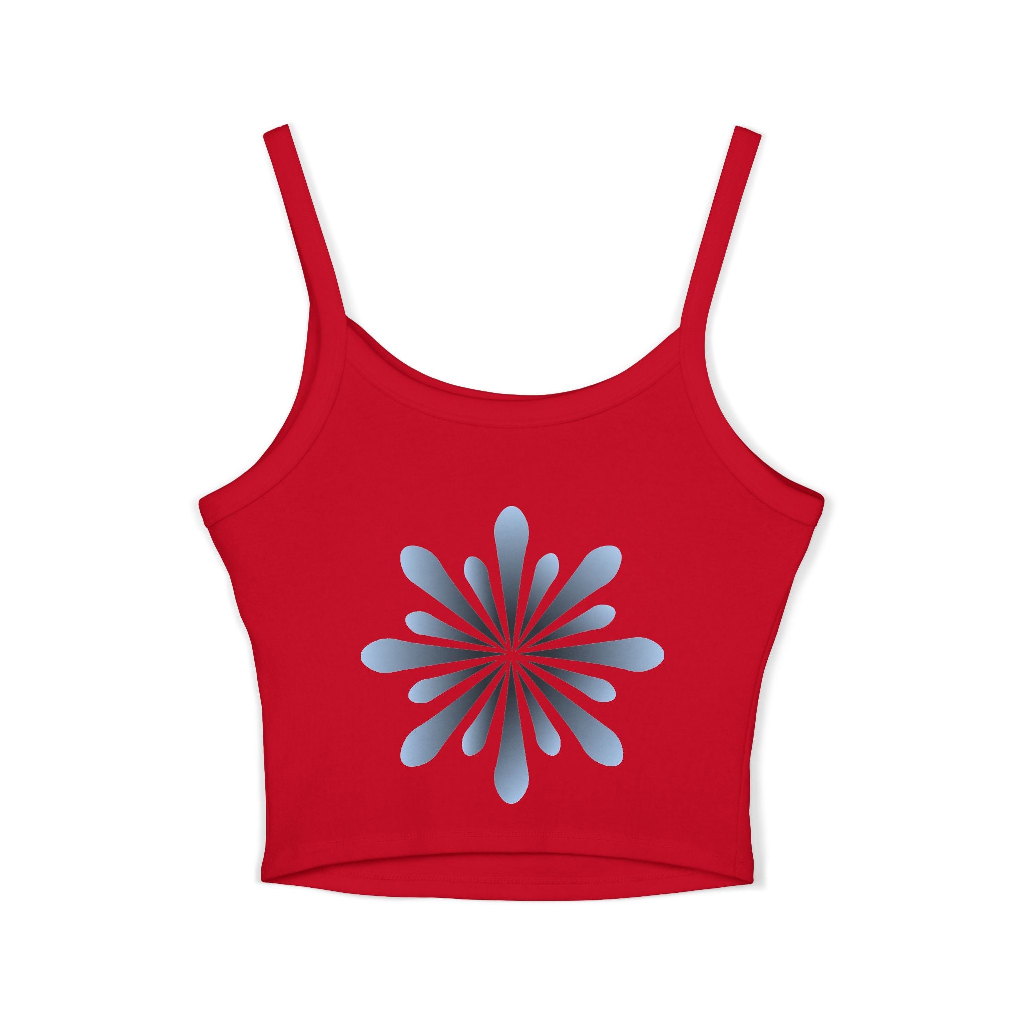 Floral Spiral Crop Tank — Blue Petal Sunburst Spaghetti Strap Tank Top