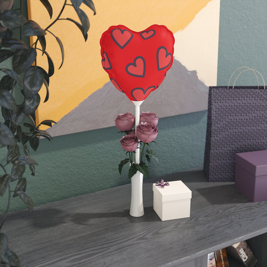 6" Heart & Round Love Balloons — Red Heart Pattern Party Balloons for Valentine’s Day