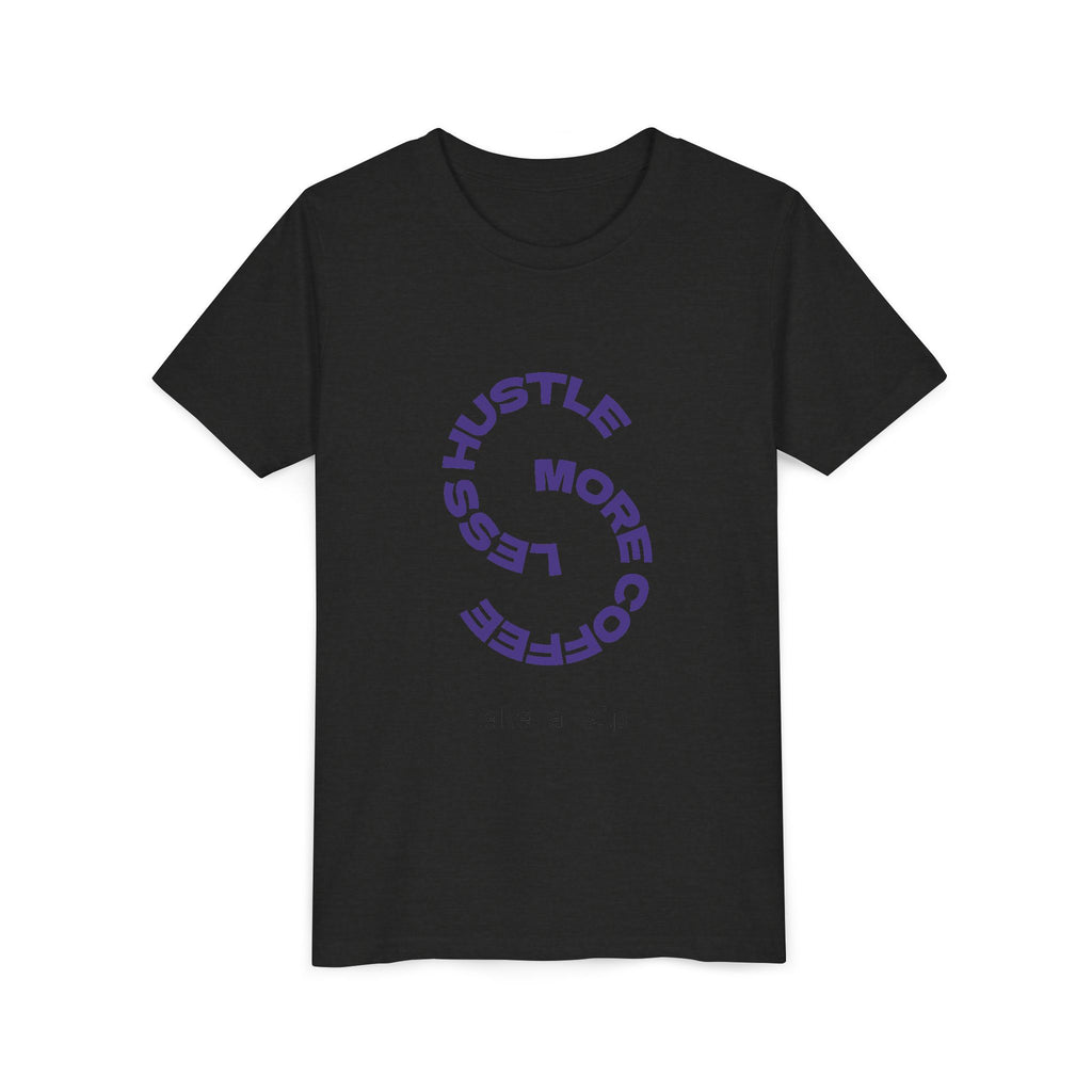 Progress Over Perfection Youth Tee | Less Hustle More Coffee design