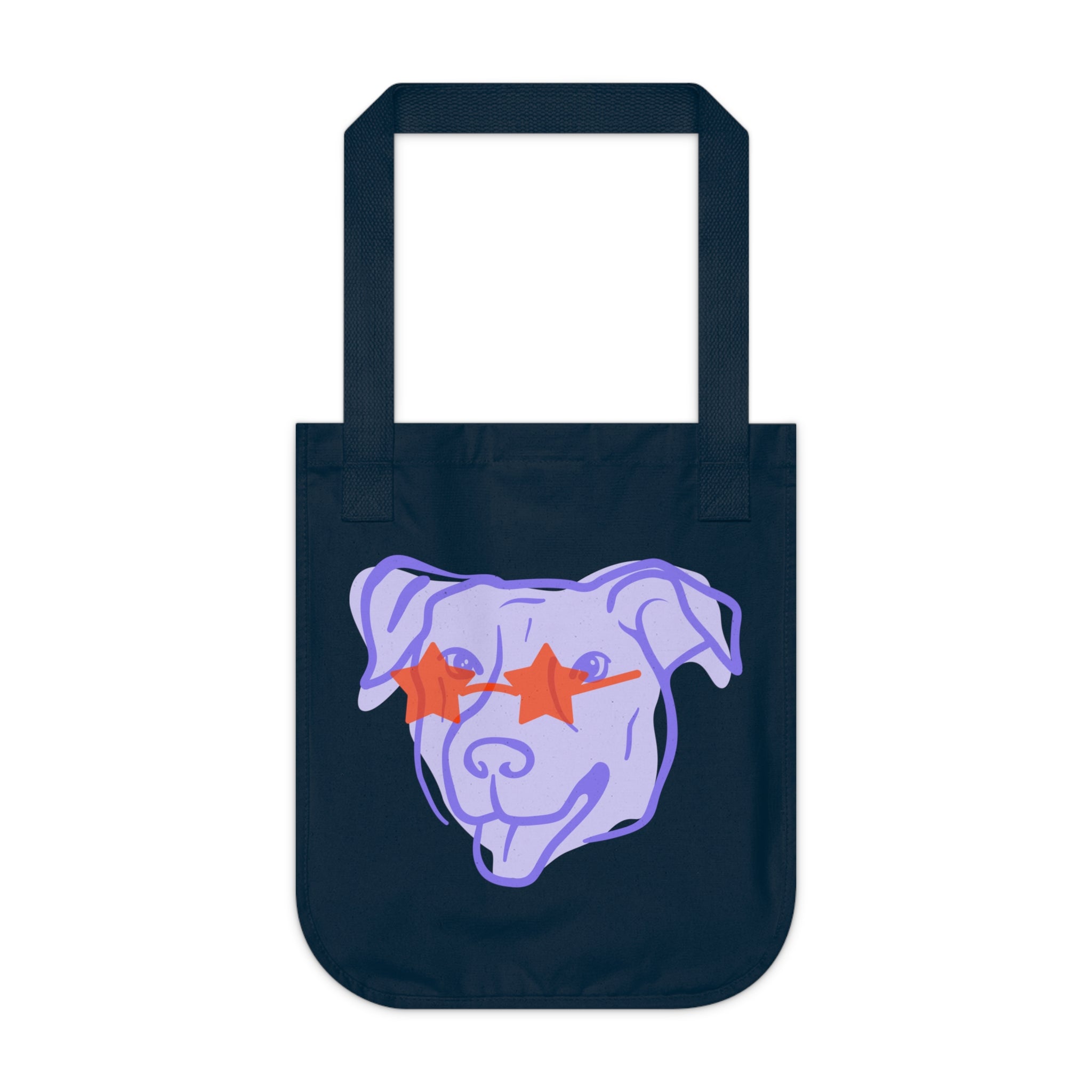 Star-Eyed Pup Canvas Tote — Organic Dog Lover Grocery Bag