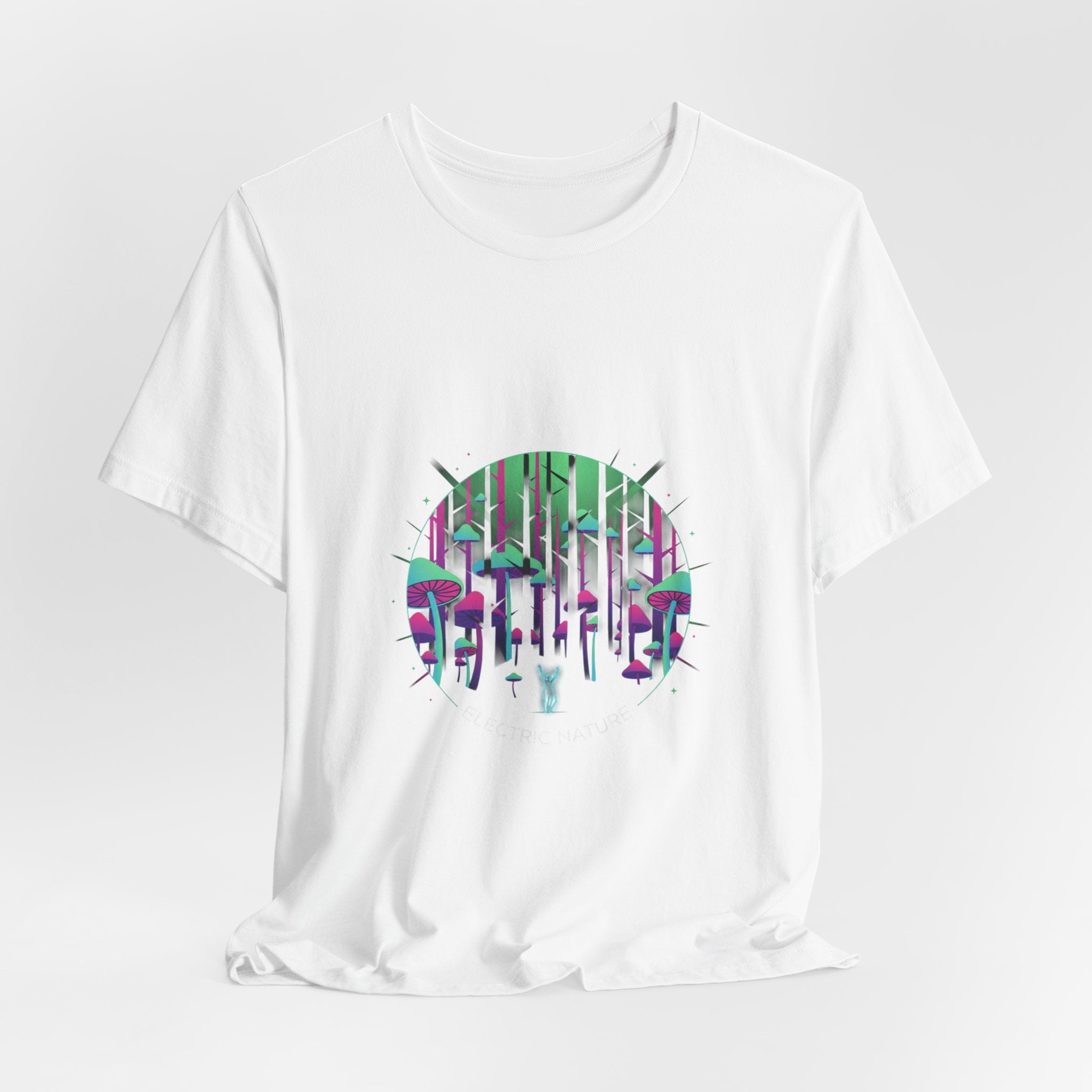 Neon Forest Mushroom Tee | glow forest design, psychedelic plant t-shirt