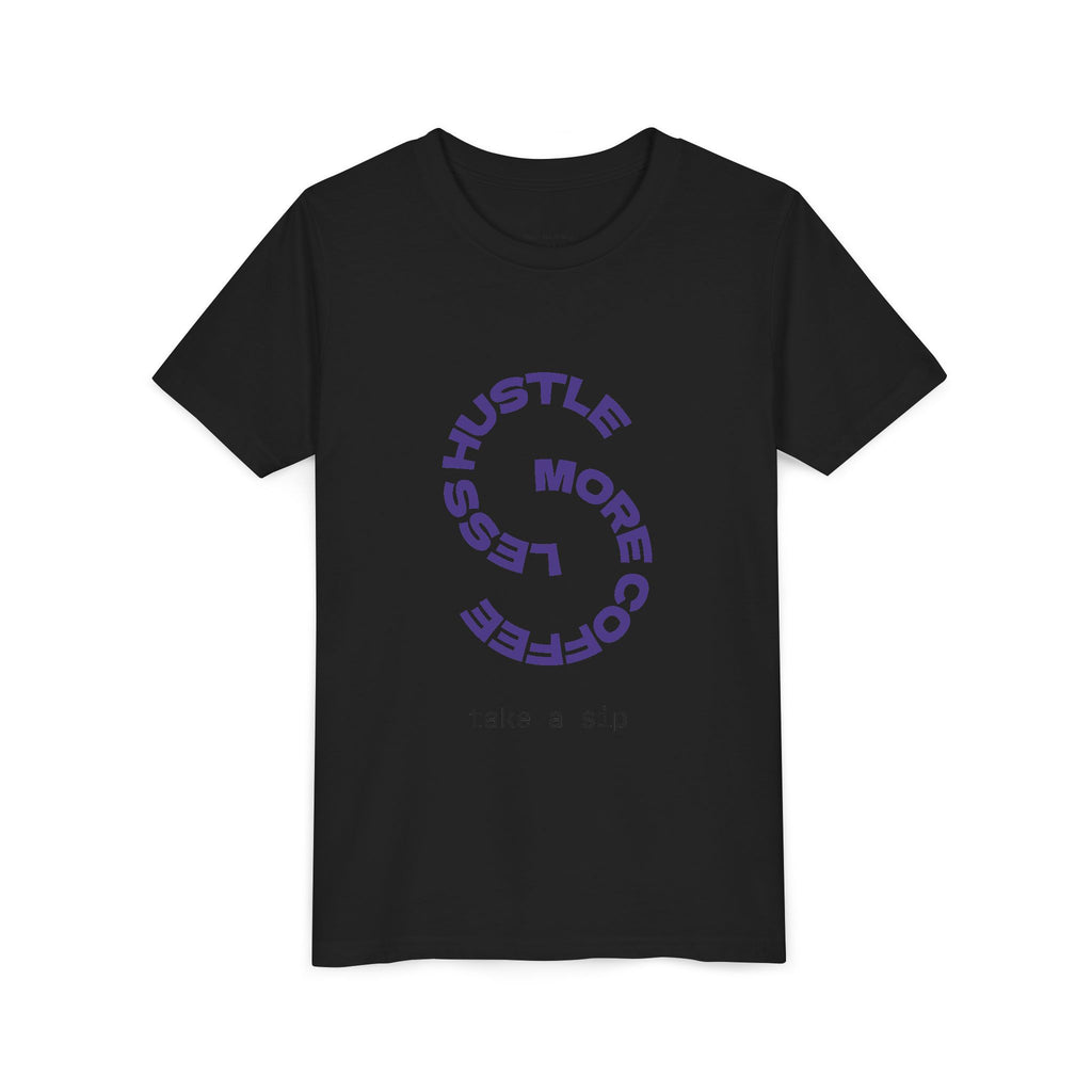 Progress Over Perfection Youth Tee | Less Hustle More Coffee design