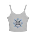 Floral Spiral Crop Tank — Blue Petal Sunburst Spaghetti Strap Tank Top