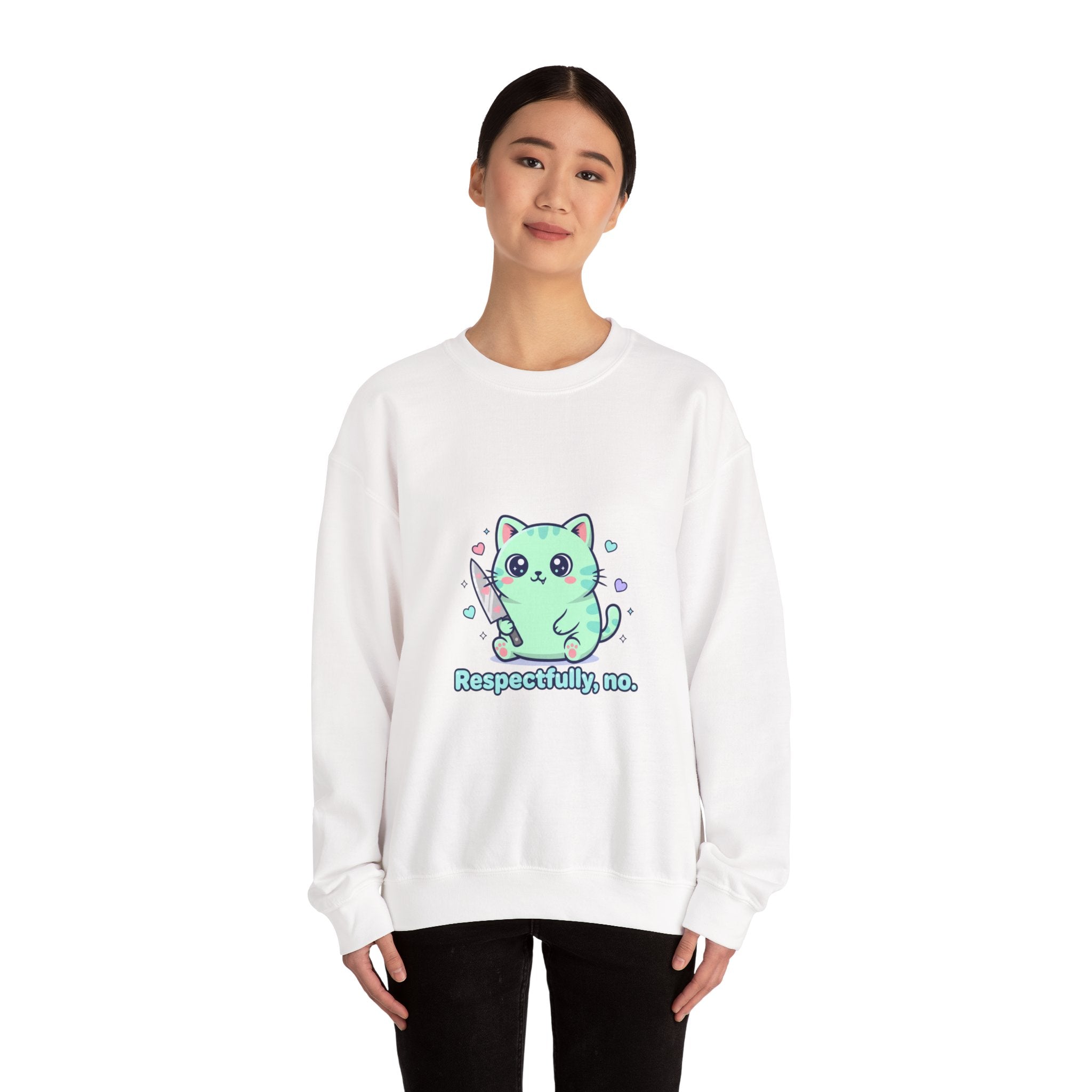 Respectfully No Cat sweatshirt | kawaii threat, pastel cute menacing