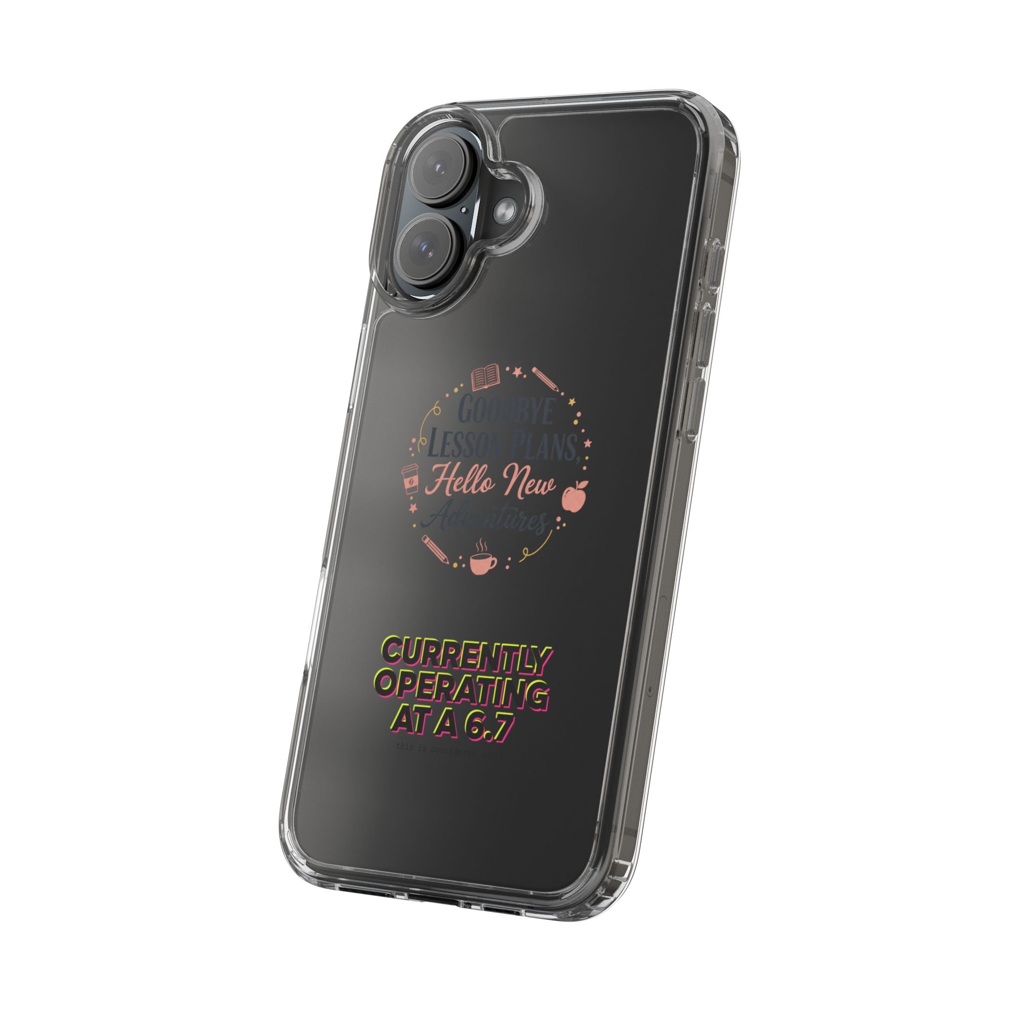 Goodbye Lesson Plans Hello New Adventure clear case | Currently Operating at A 6.7 phone case
