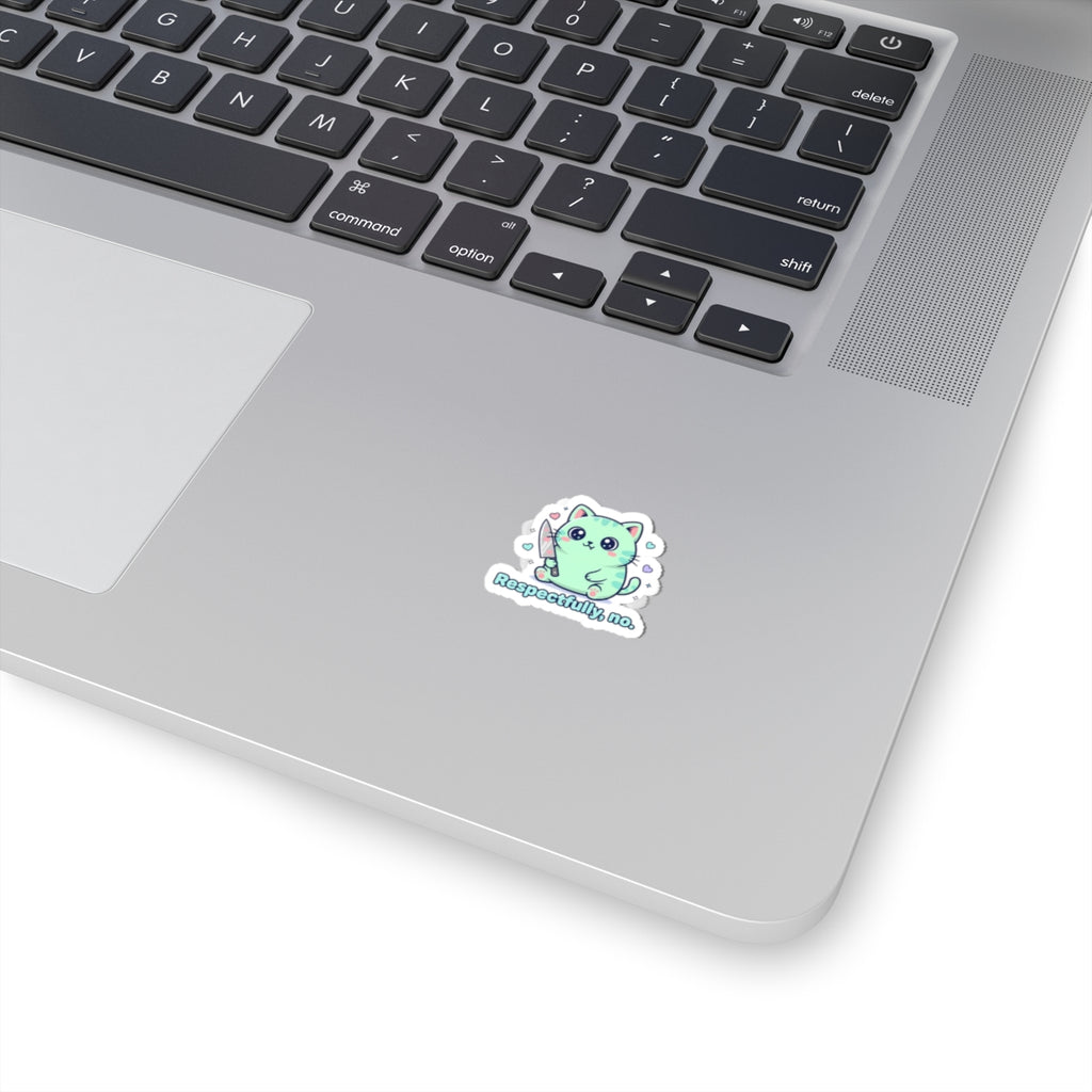 Respectfully No Sticker | Soft Threat kawaii, pastel cute menacing