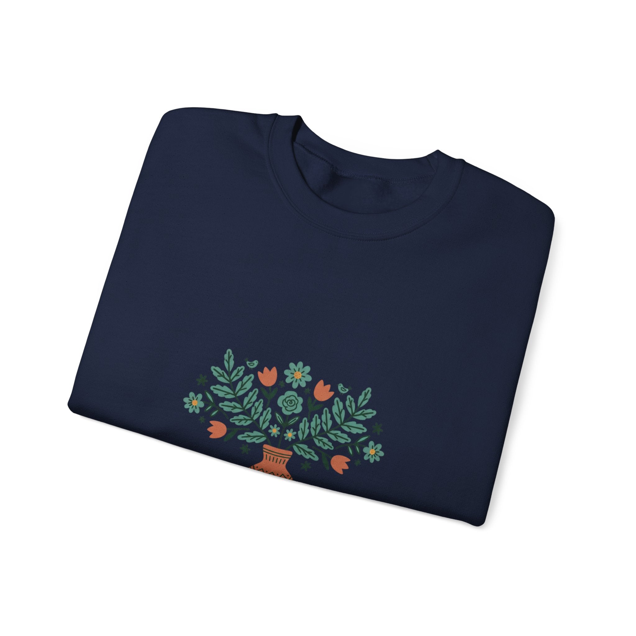 Herb Blessings Sweatshirt | Hand-Drawn Folk Botanical, embroidery style design