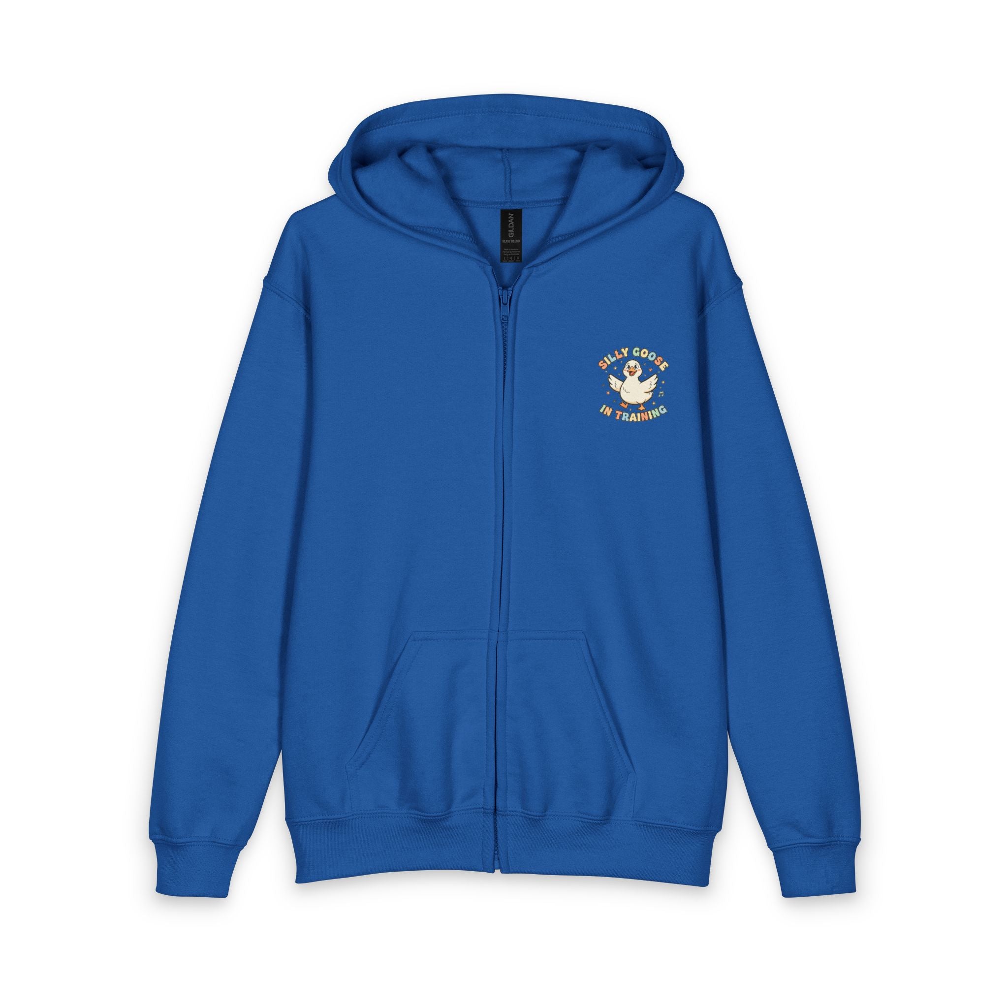 Silly Goose in Training Hoodie | Cute Cartoon Goose Kids Zip-Up