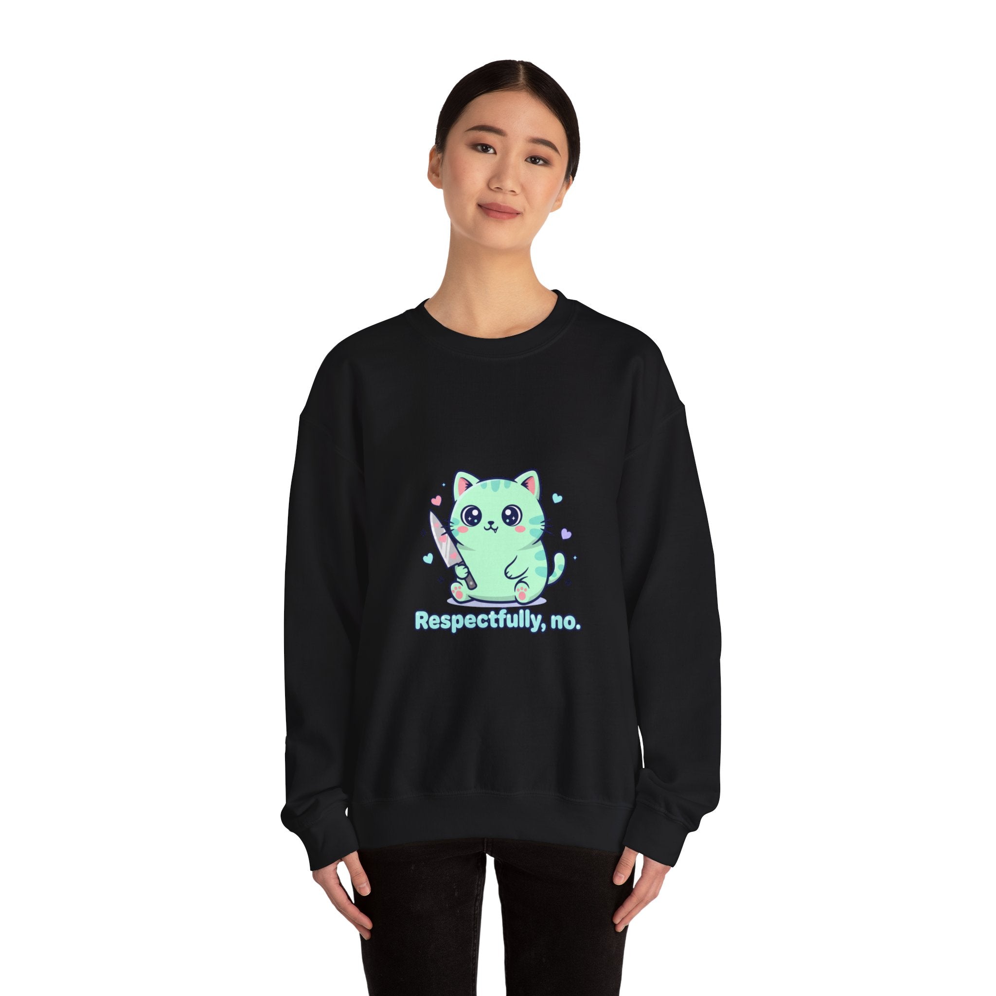Respectfully No Cat sweatshirt | kawaii threat, pastel cute menacing