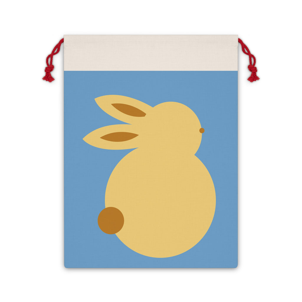 Yellow Bunny Illustration Gift Bag | Cotton Drawstring Pouch