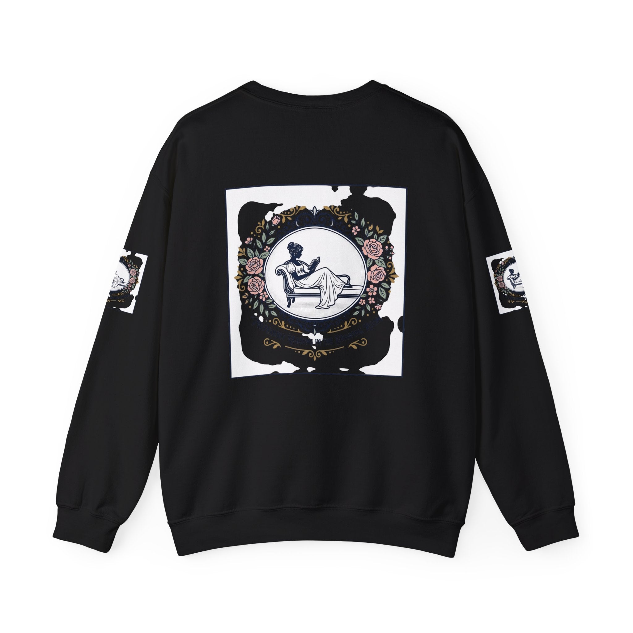 Bluza Damska z Nadrukiem | Czytająca Kobieta | Vintage Kwiatowy Medalion