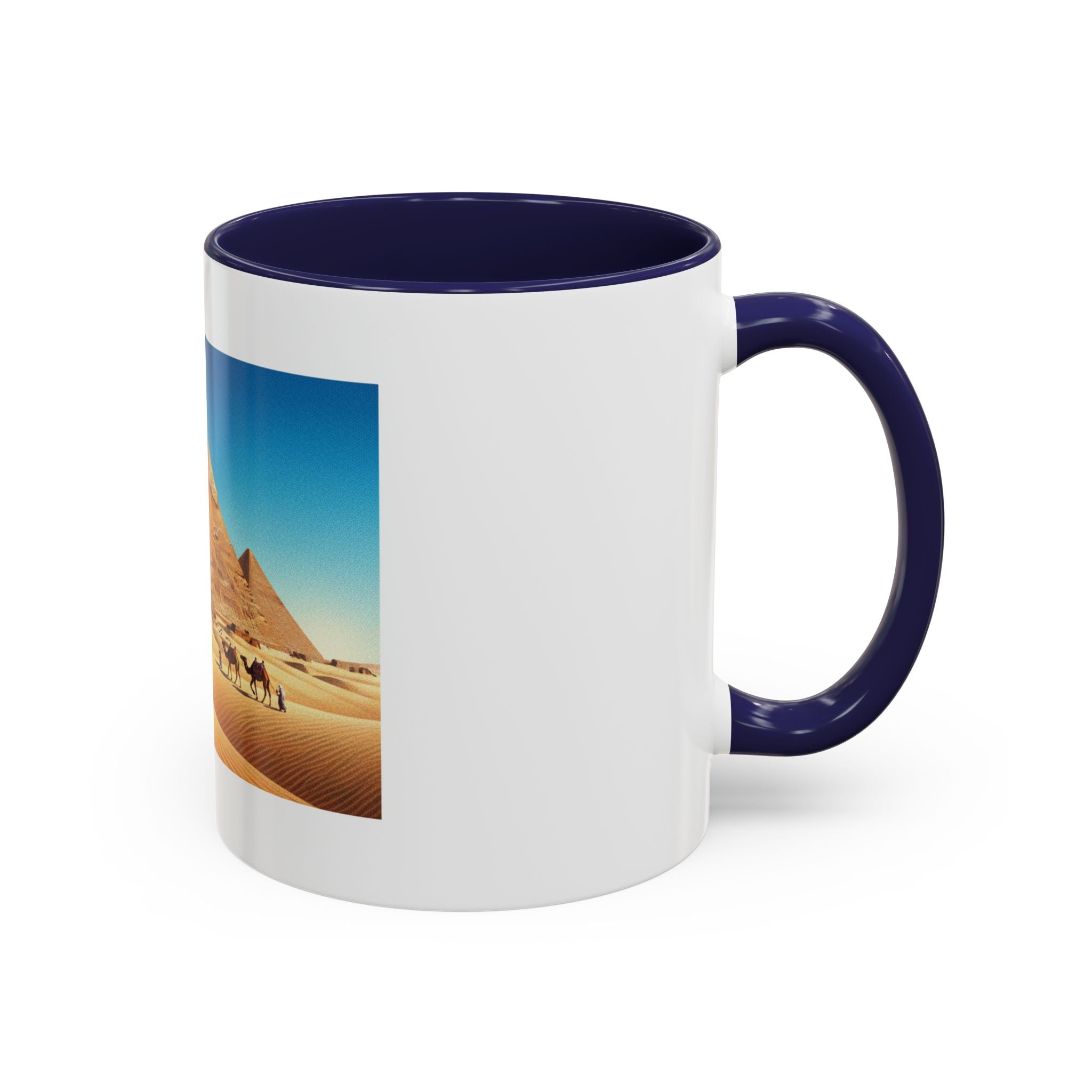 Egypt Pyramids Accent Coffee Mug — Desert Camel Travel Scene (11/15oz)