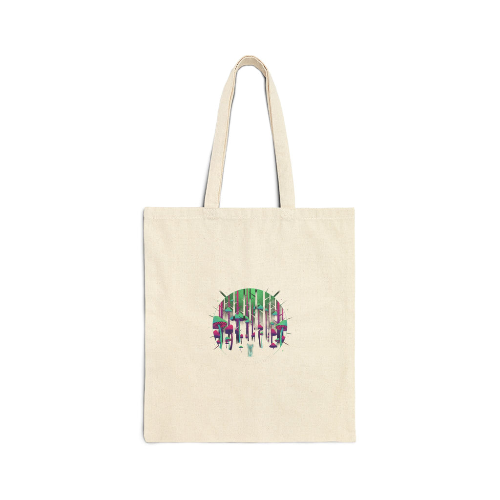 Neon Forest Circle Tote | glow nature, psychedelic plant design
