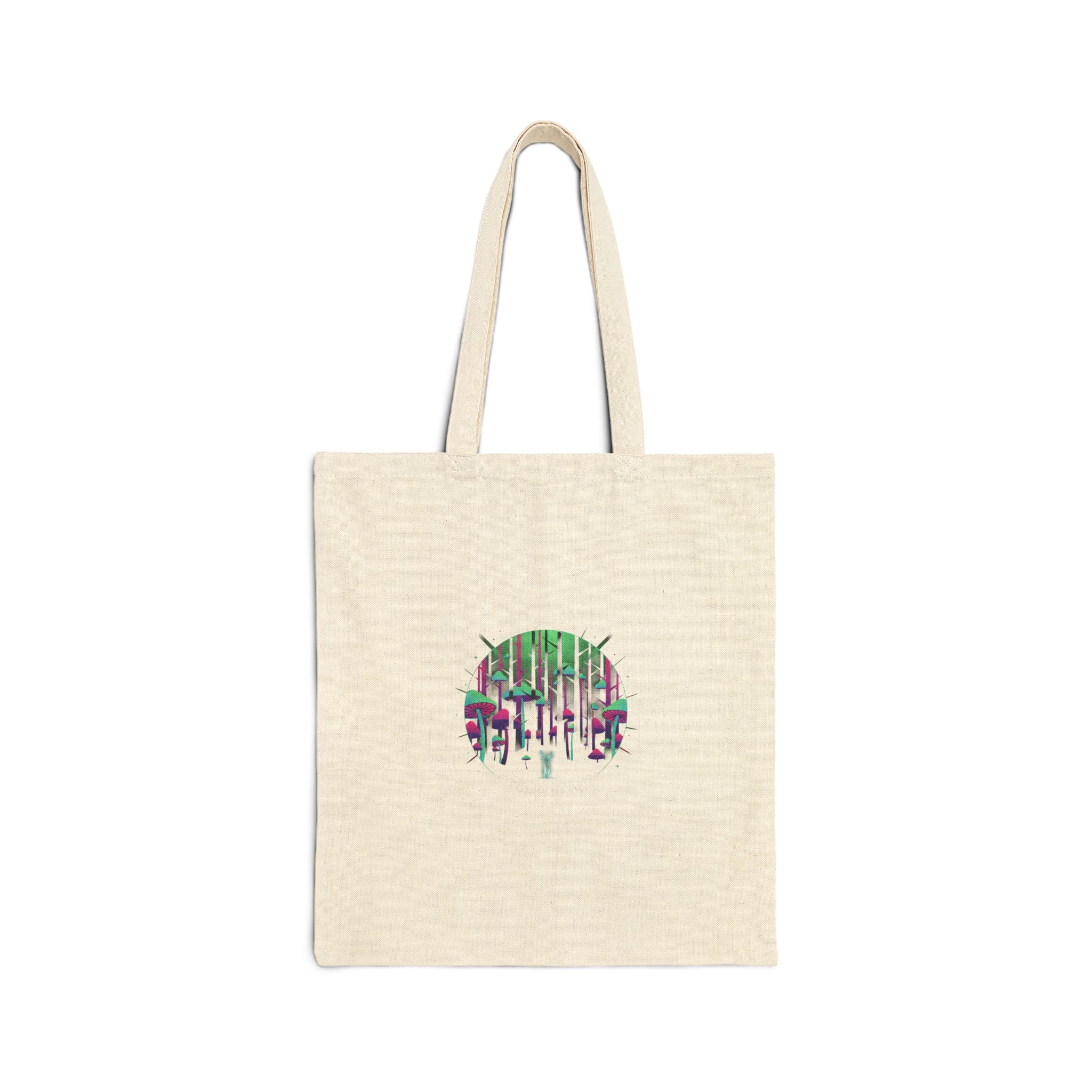 Neon Forest Circle Tote | glow nature, psychedelic plant design