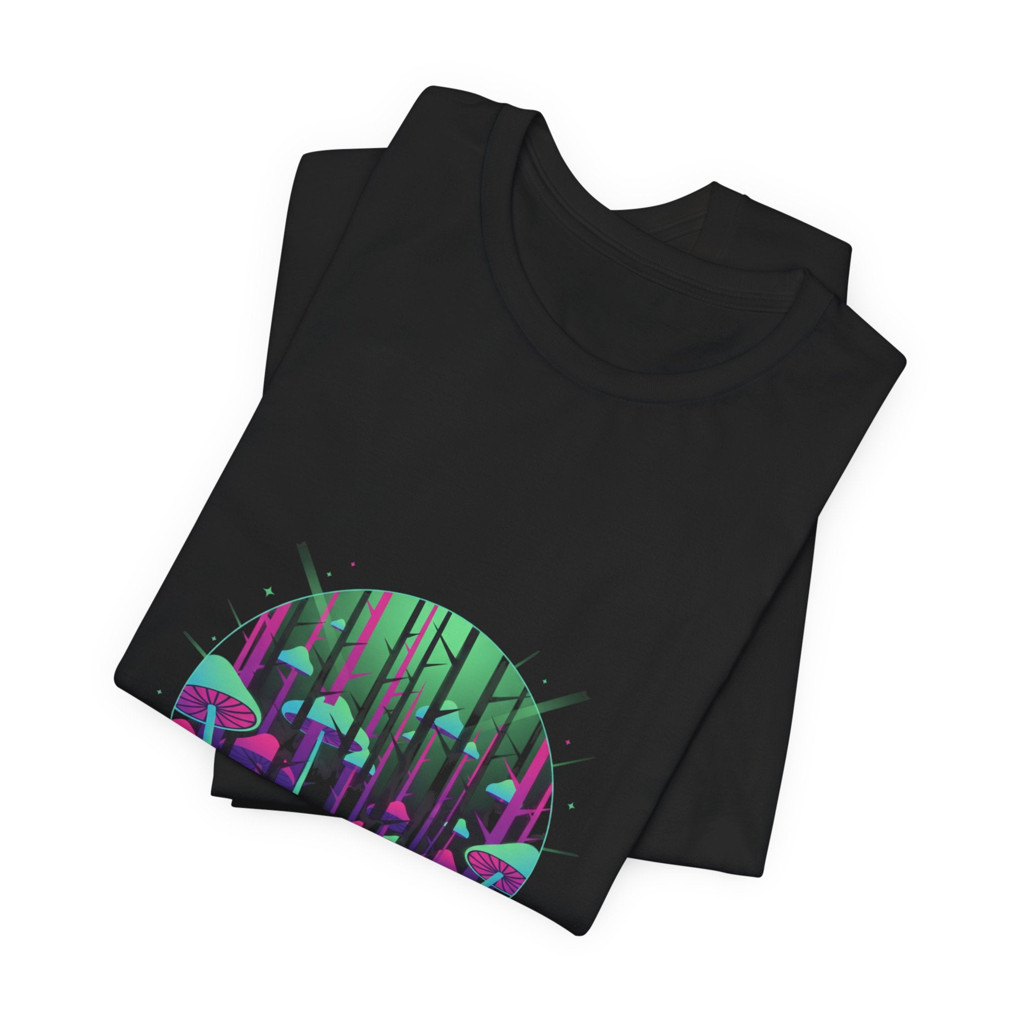Neon Forest Pilz T-Shirt | leuchtendes Wald-Design, psychedelisches Pflanzen-T-Shirt