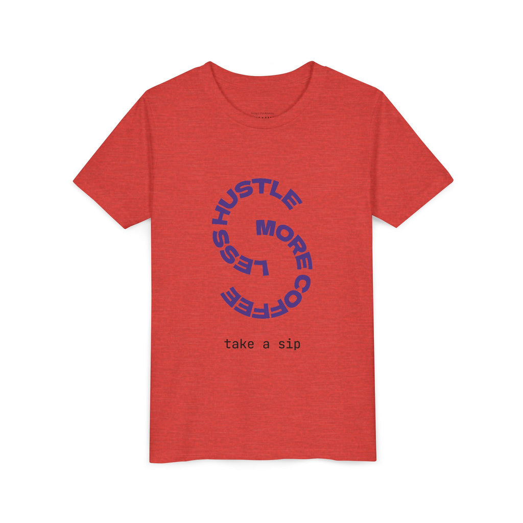 Progress Over Perfection Youth Tee | Less Hustle More Coffee design