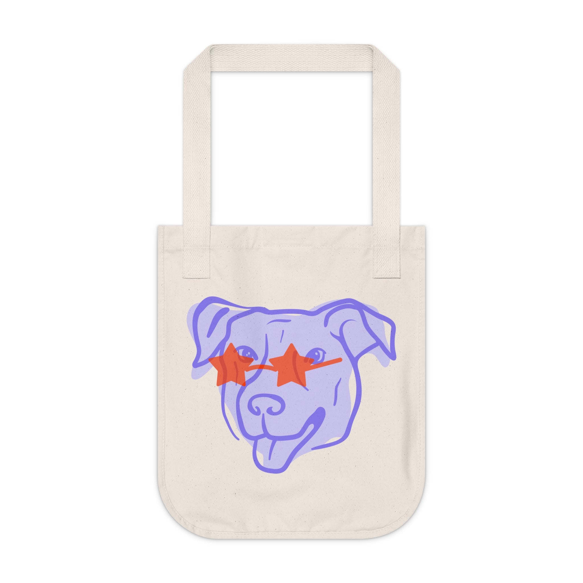 Star-Eyed Pup Canvas Tote — Organic Dog Lover Grocery Bag