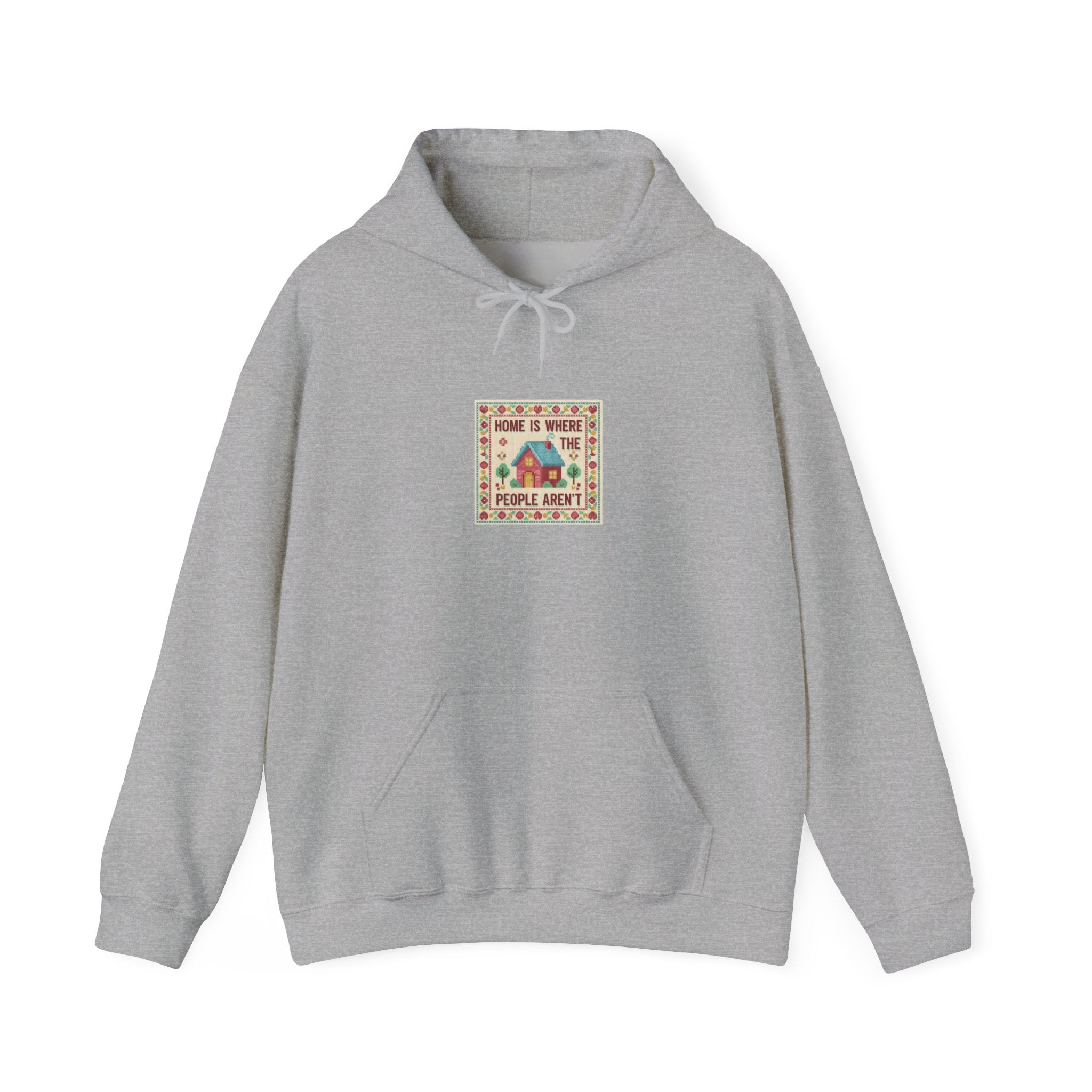 Grandma Chic 'Home Is Where' Cross Stitch Hoodie | ironic embroidery, needlepoint print