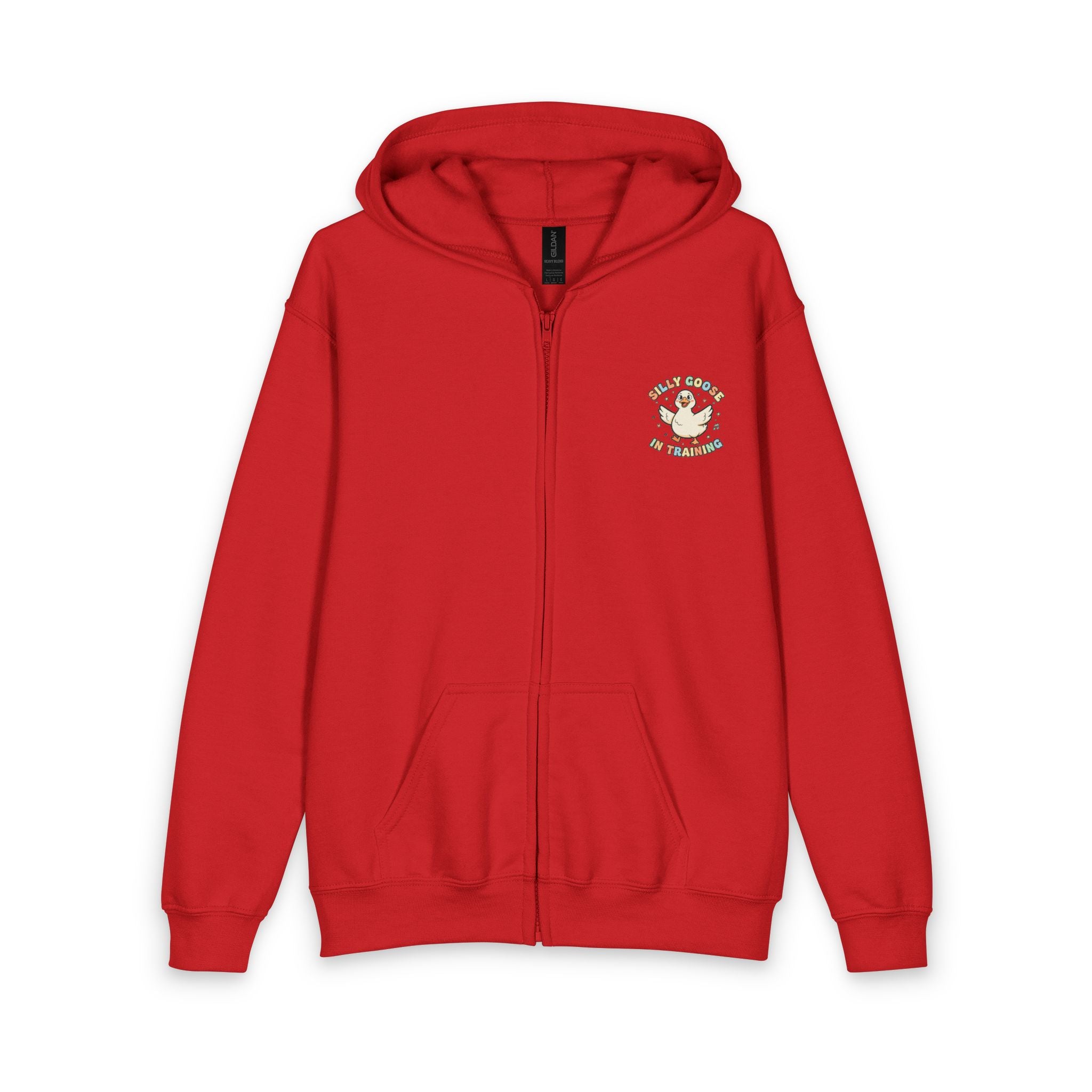 Silly Goose in Training Hoodie | Cute Cartoon Goose Kids Zip-Up