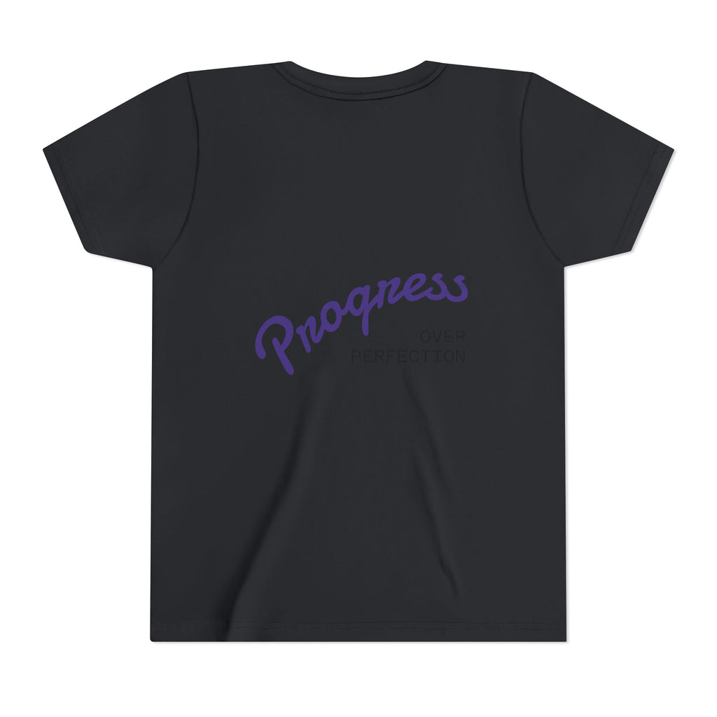 Progress Over Perfection Youth Tee | Less Hustle More Coffee design