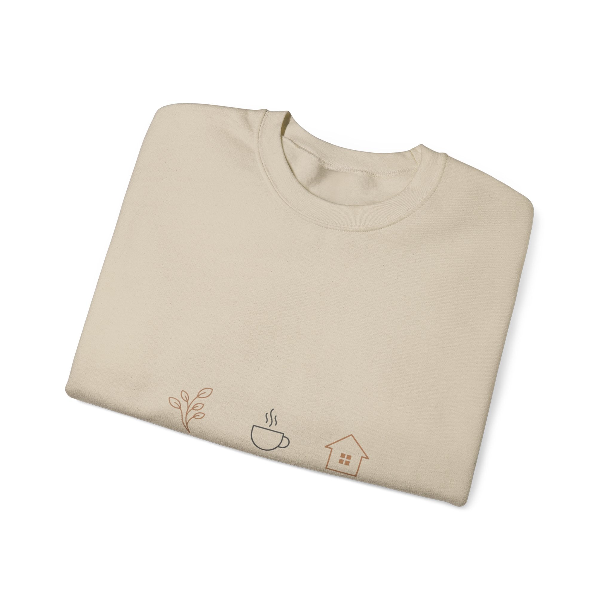 Plant Coffee Home sweatshirt | minimal one-line art, scandi line icon