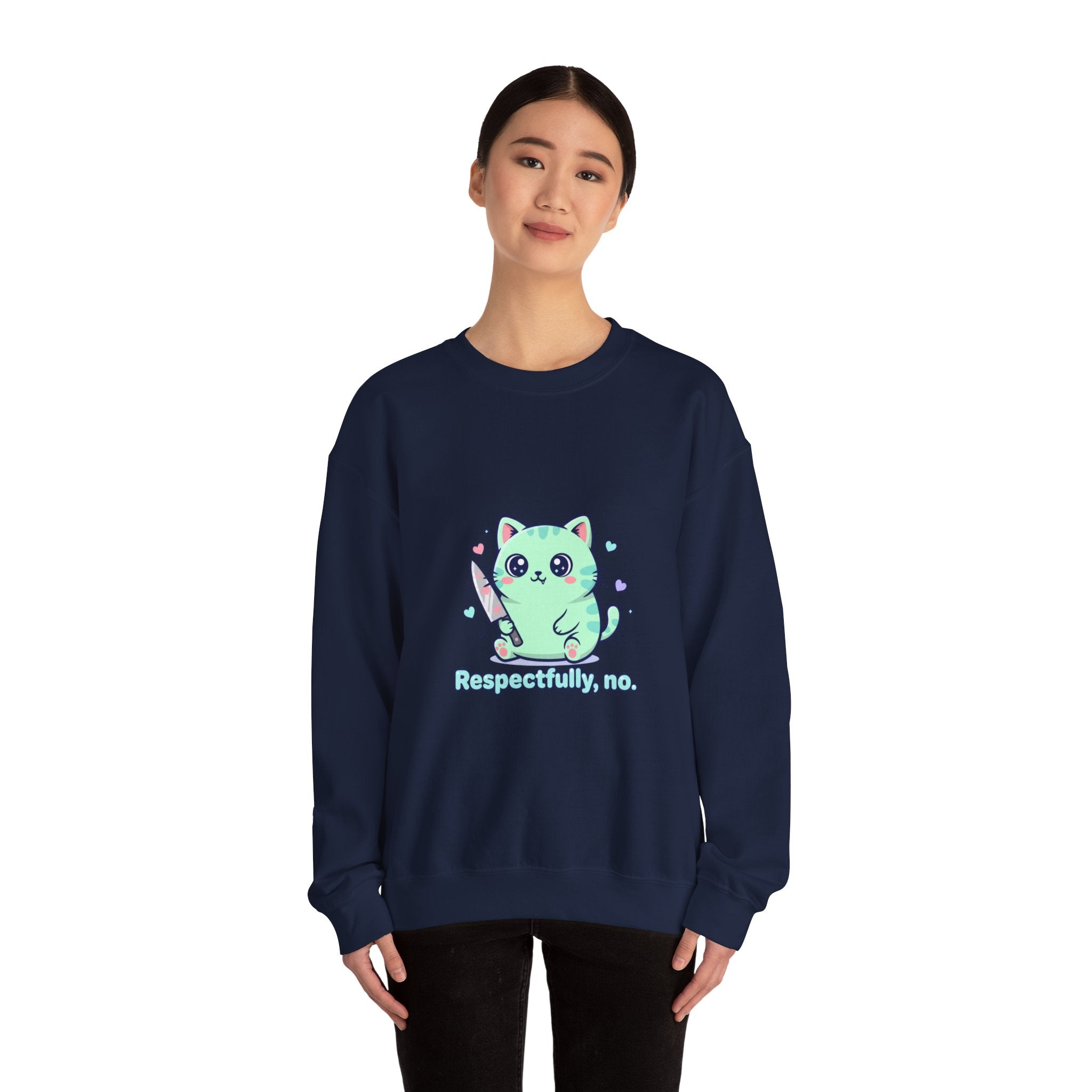 Respectfully No Cat sweatshirt | kawaii threat, pastel cute menacing